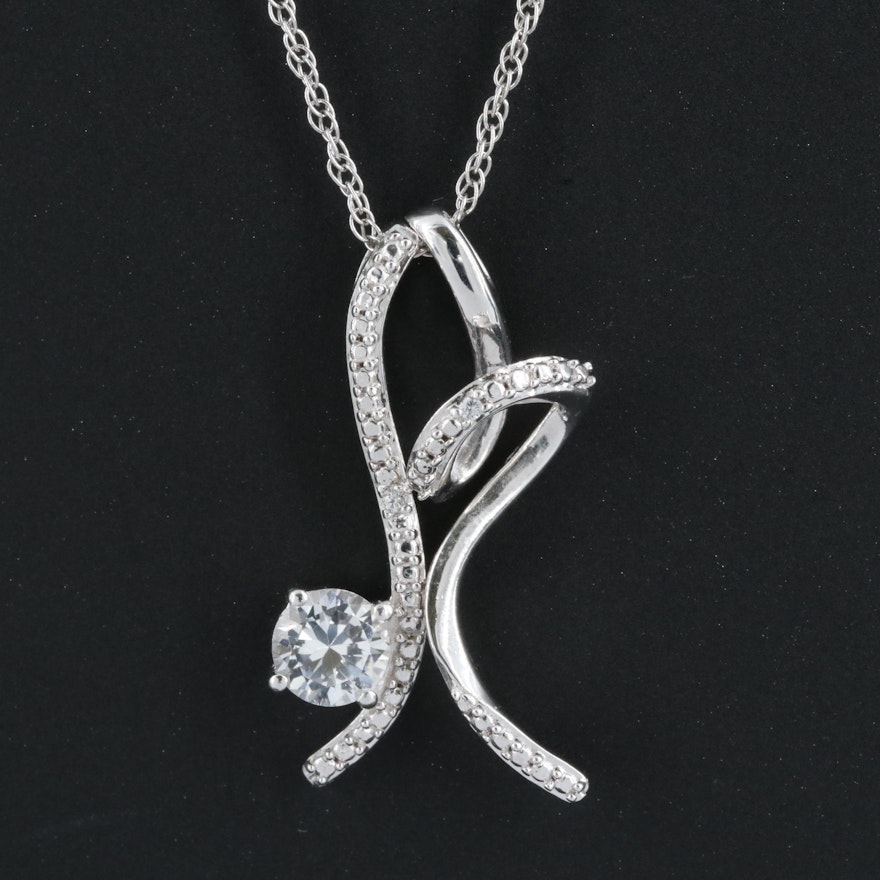 Sterling Sapphire Pendant Necklace