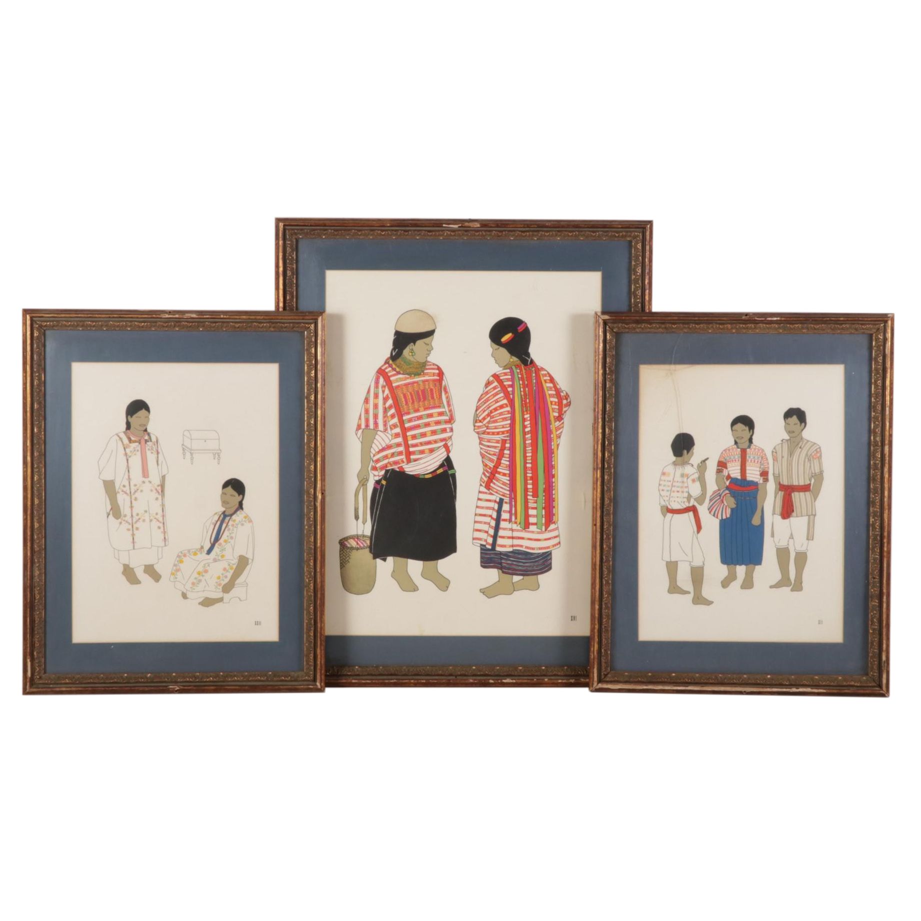 South Asian Inspired Costume Design Color Lithographs, Mid-Late 20th Century