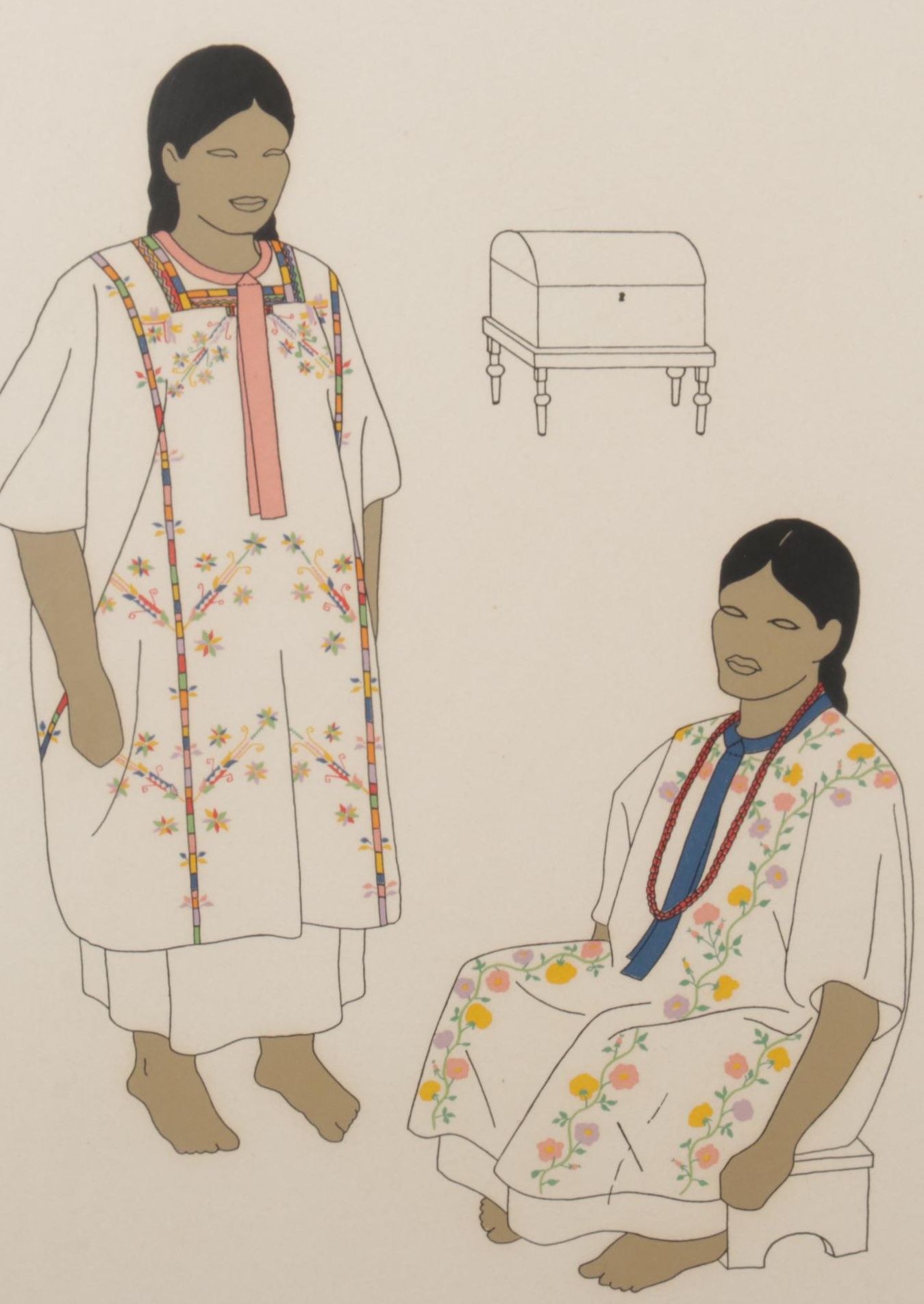 South Asian Inspired Costume Design Color Lithographs, Mid-Late 20th Century