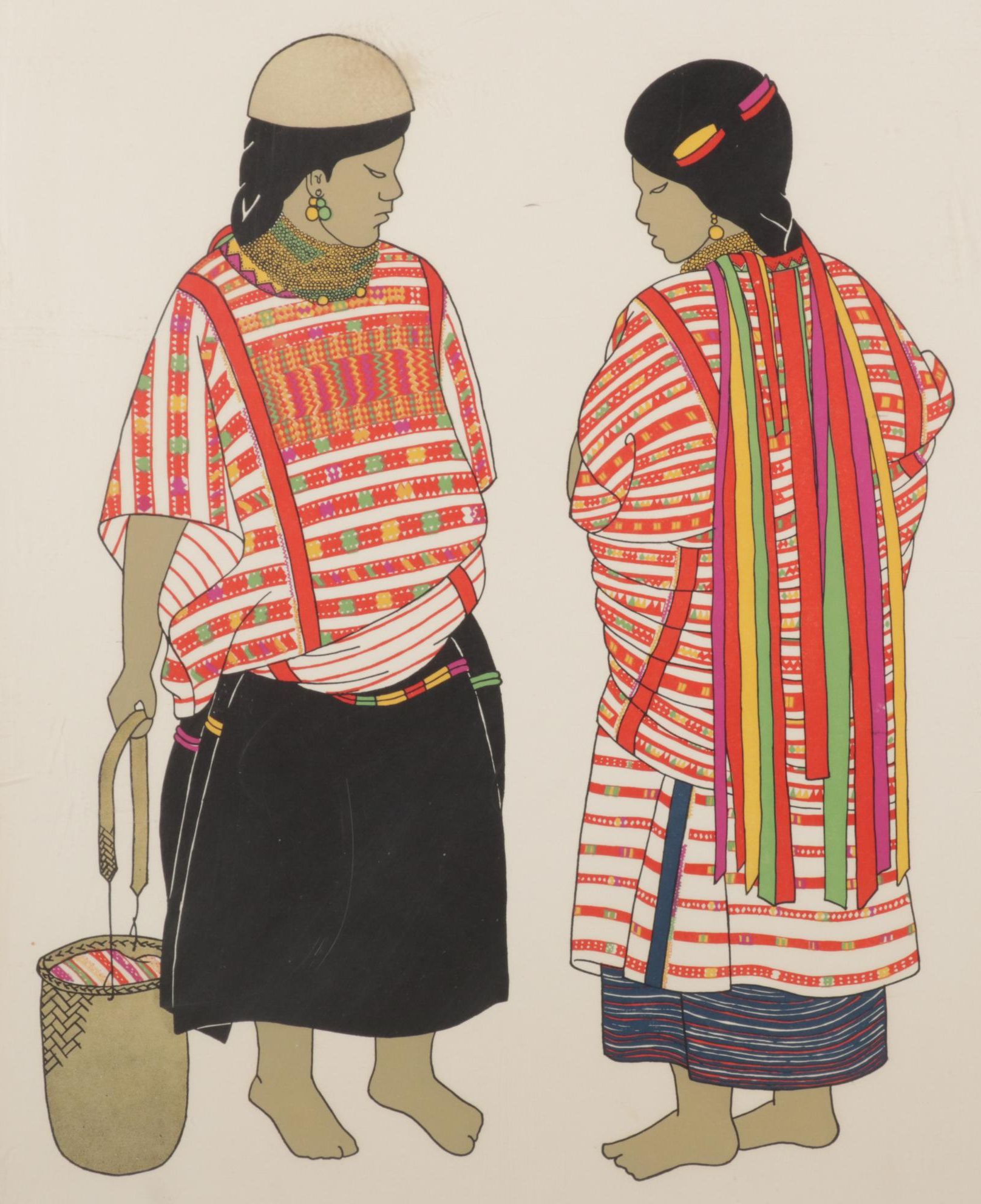 South Asian Inspired Costume Design Color Lithographs, Mid-Late 20th Century