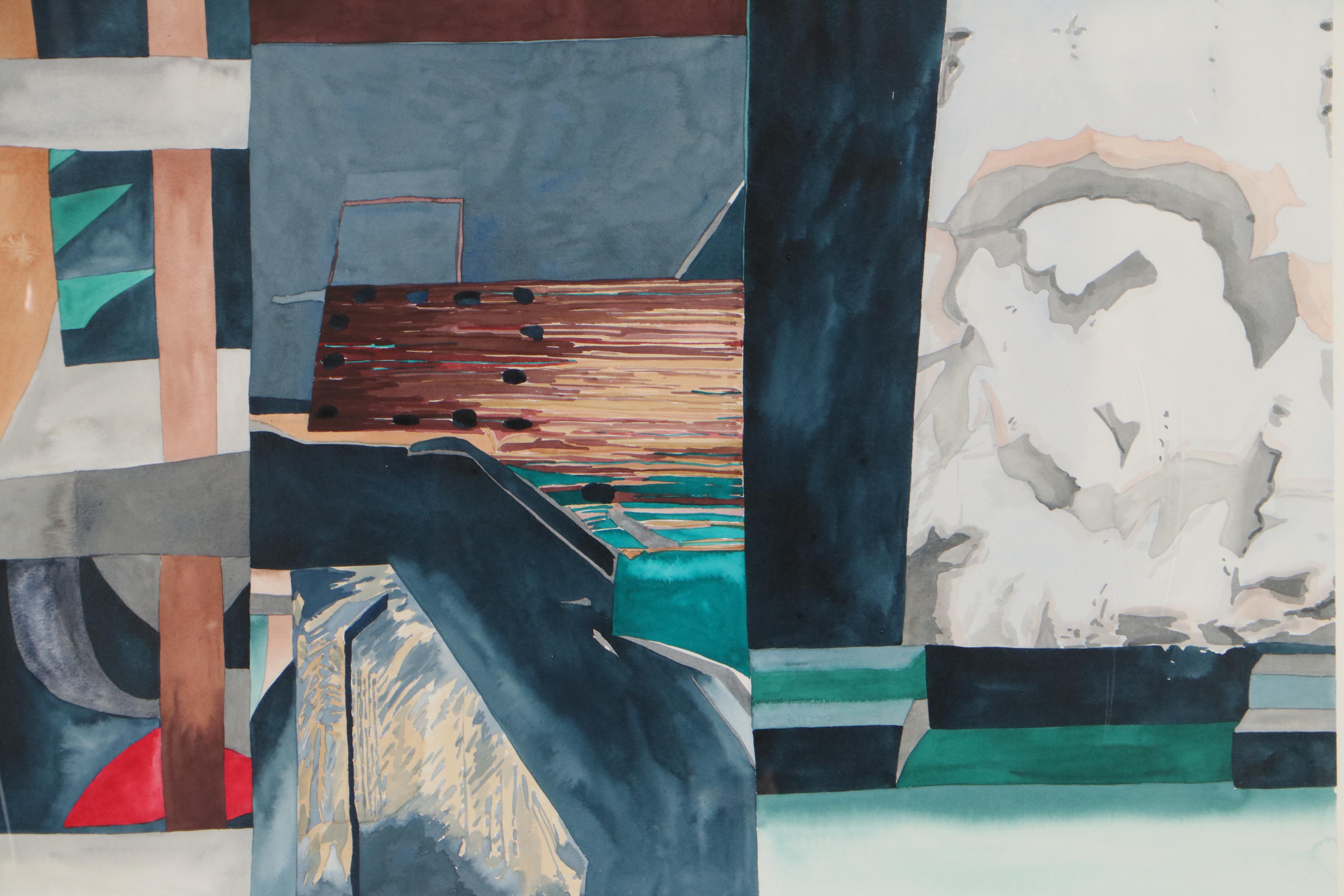 Elizabeth Ginsberg Abstract Watercolor Painting, 1989