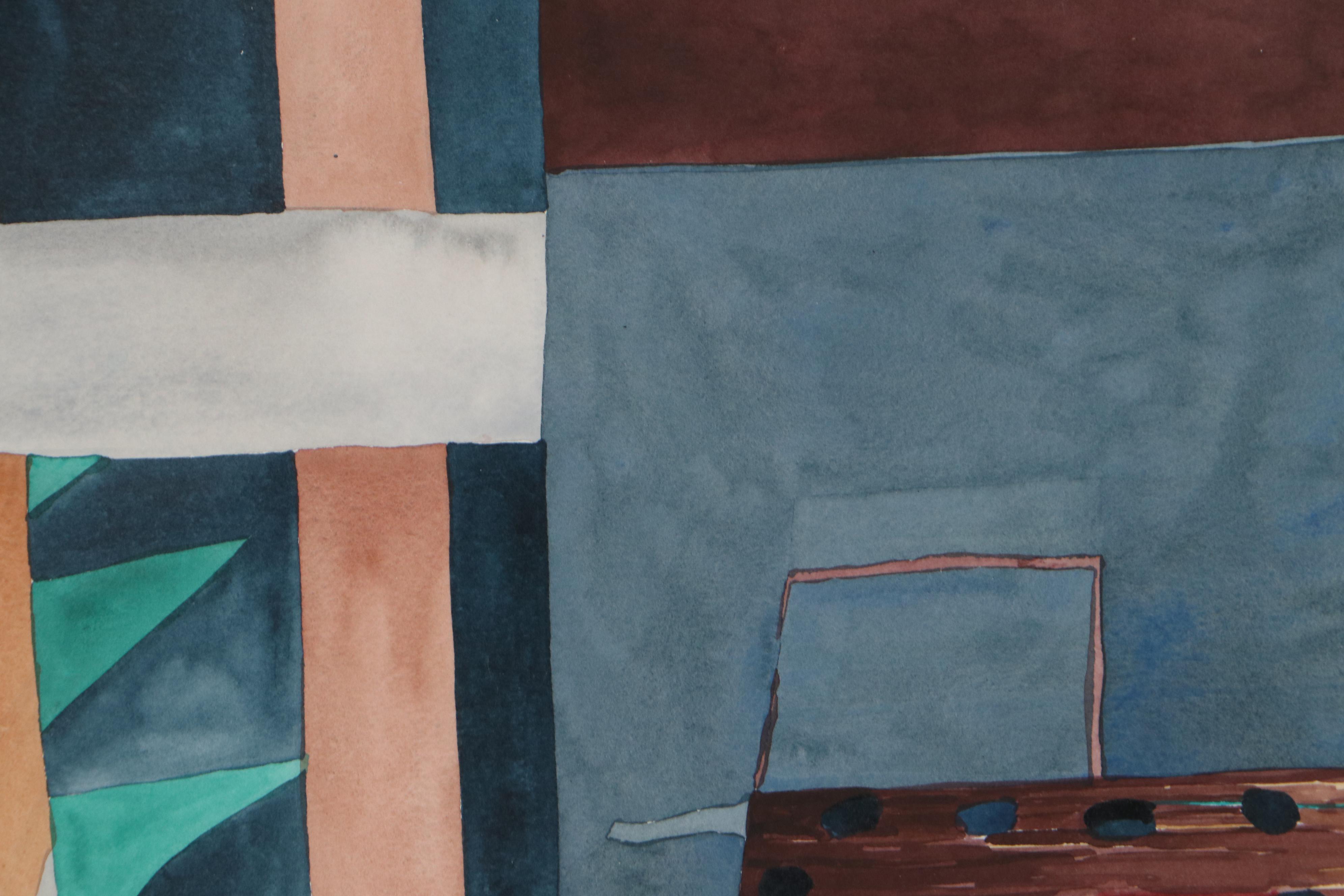 Elizabeth Ginsberg Abstract Watercolor Painting, 1989