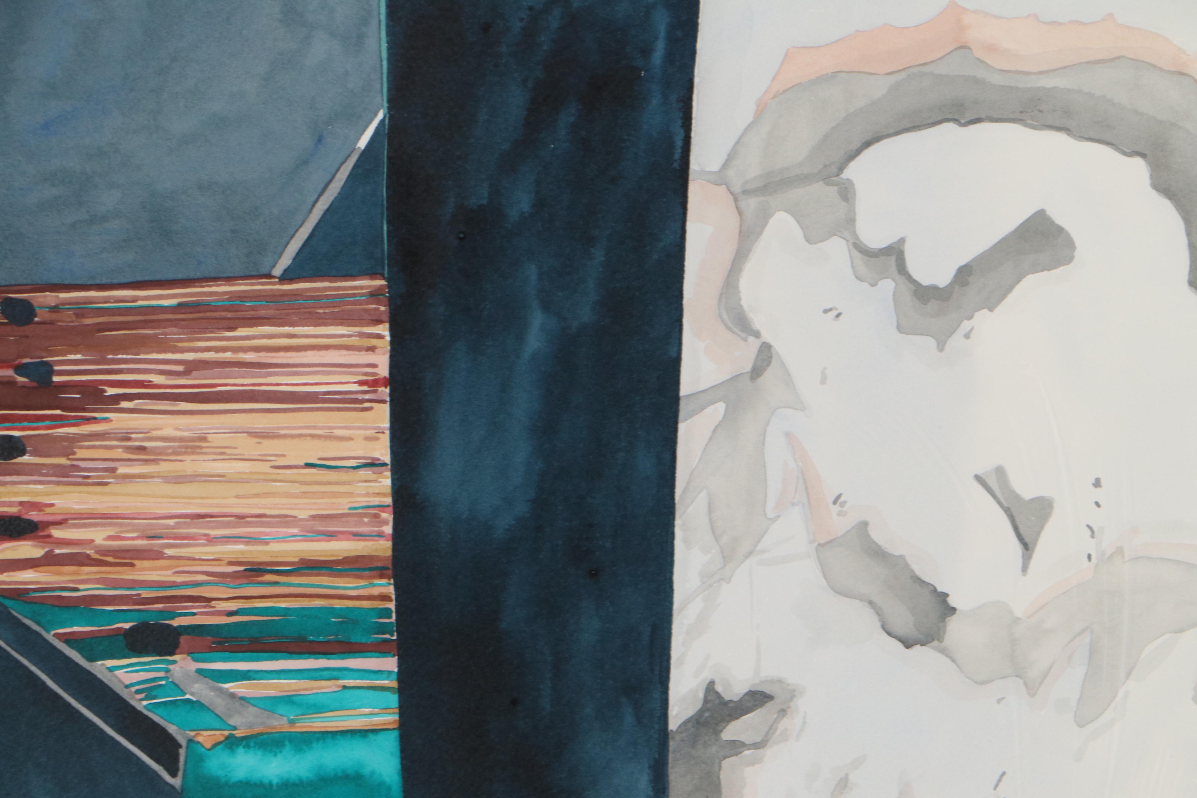 Elizabeth Ginsberg Abstract Watercolor Painting, 1989