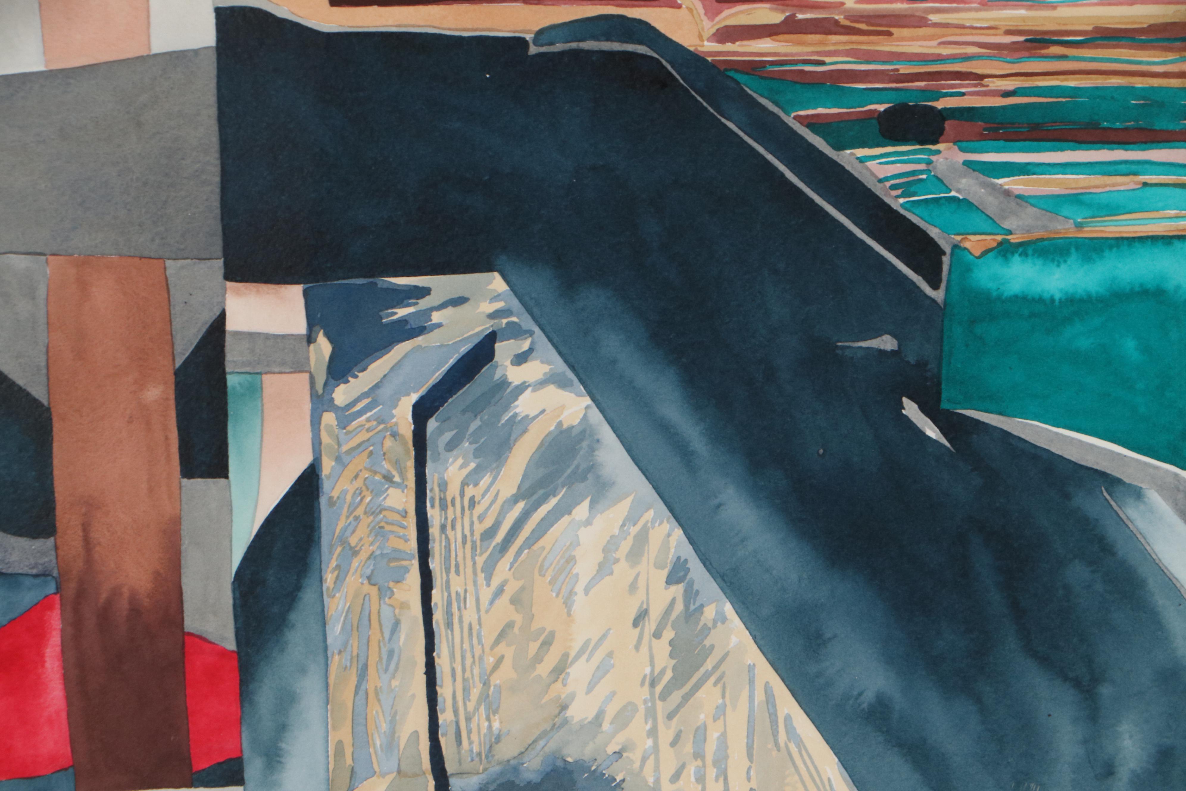 Elizabeth Ginsberg Abstract Watercolor Painting, 1989