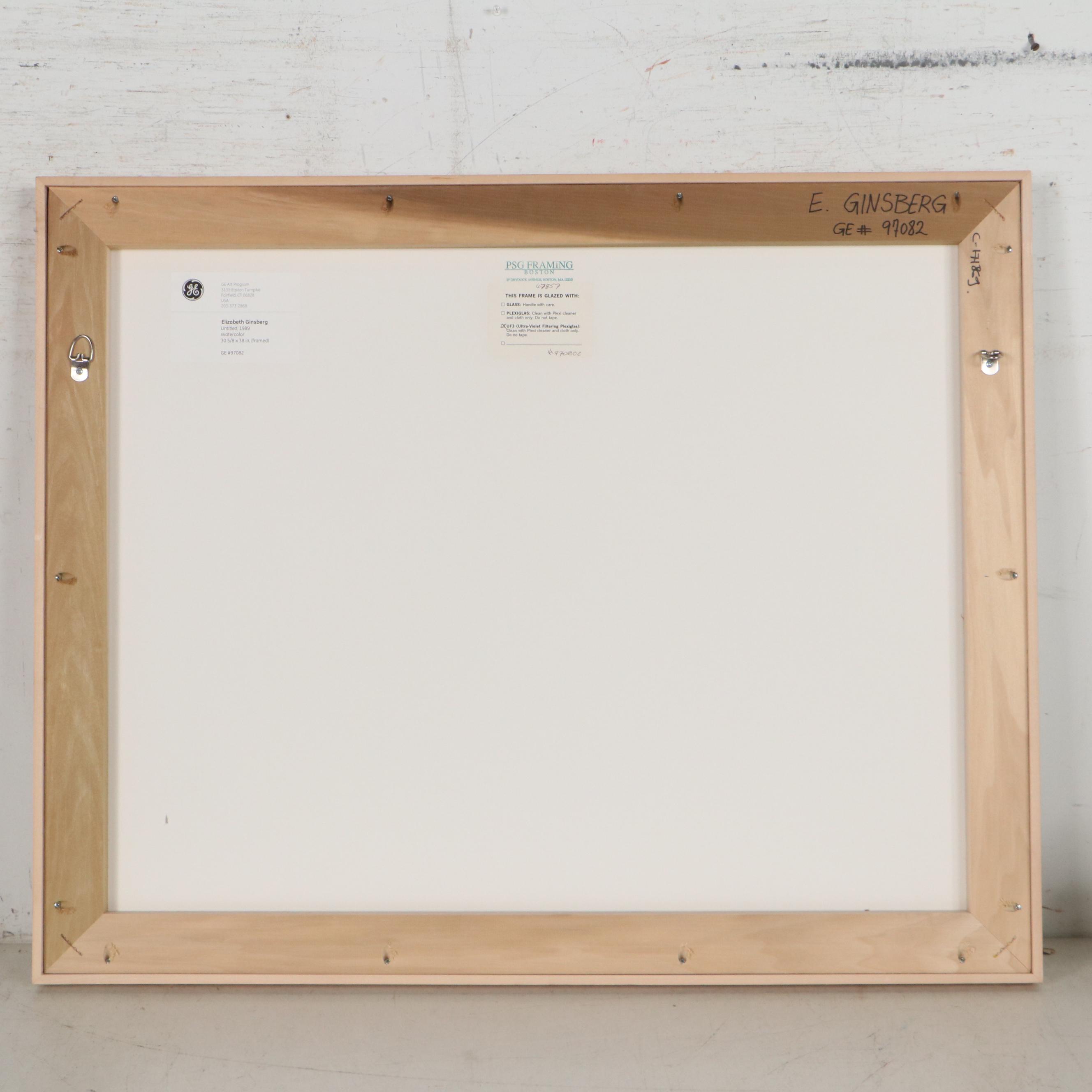 Elizabeth Ginsberg Abstract Watercolor Painting, 1989