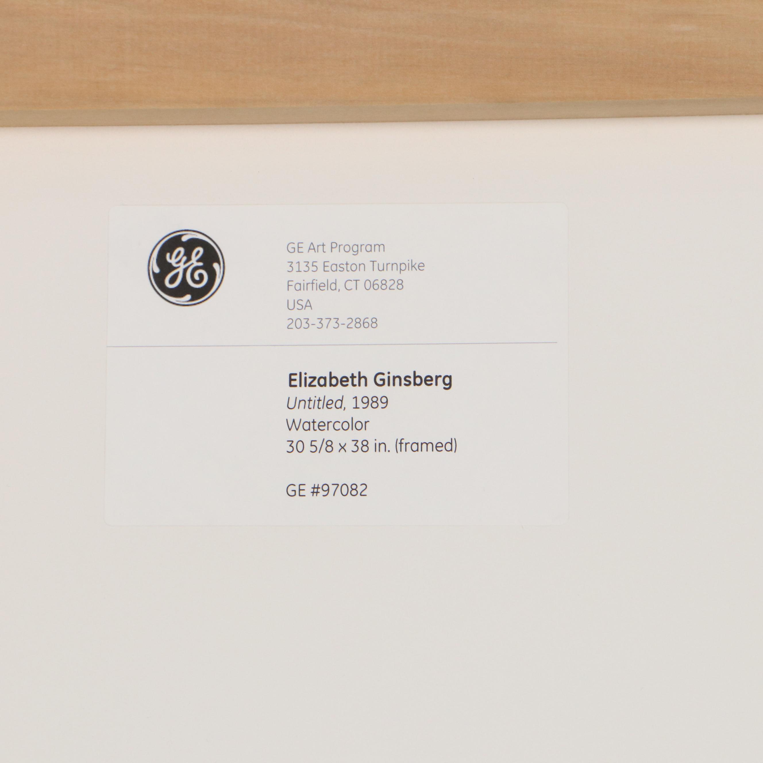 Elizabeth Ginsberg Abstract Watercolor Painting, 1989