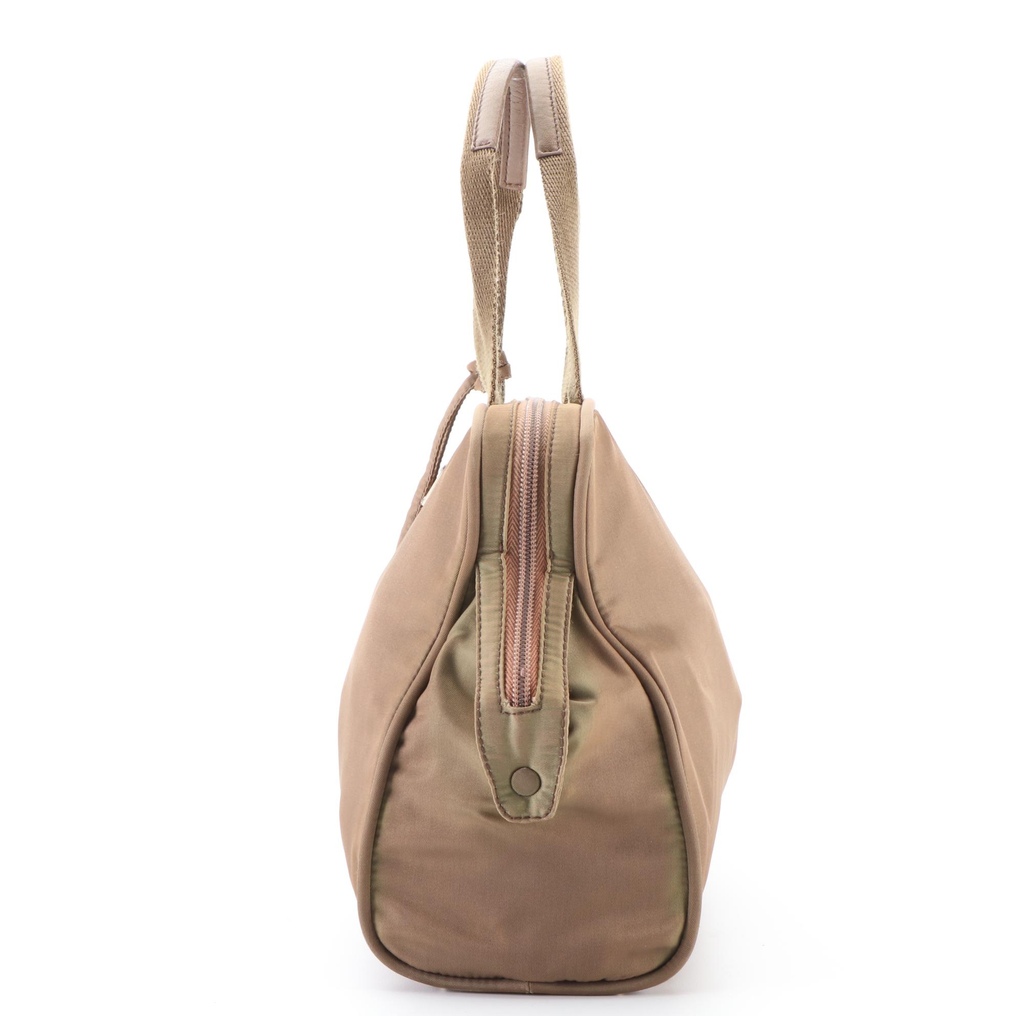 Prada Handbag in Green Nylon with Padlock and Keys