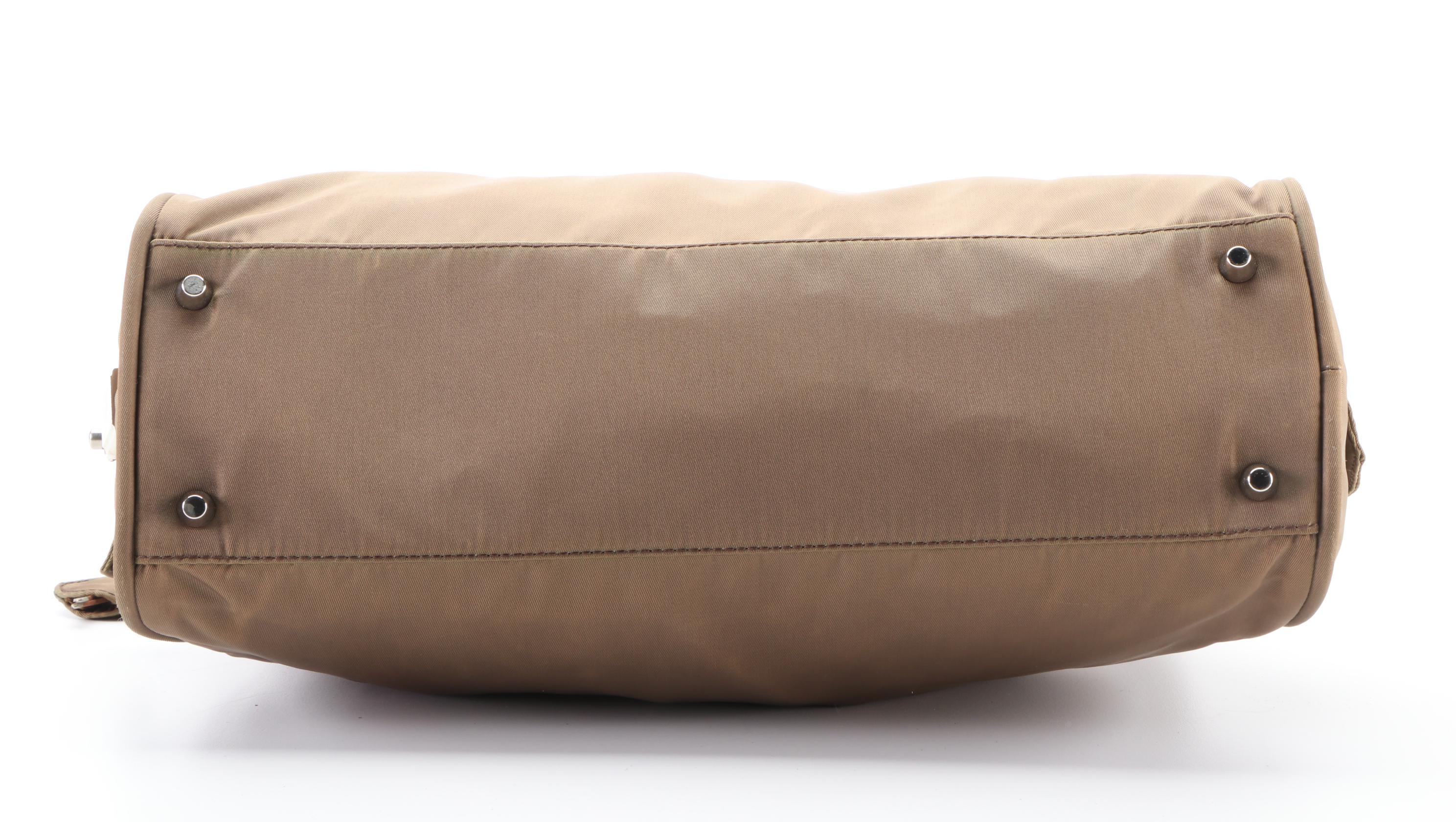 Prada Handbag in Green Nylon with Padlock and Keys