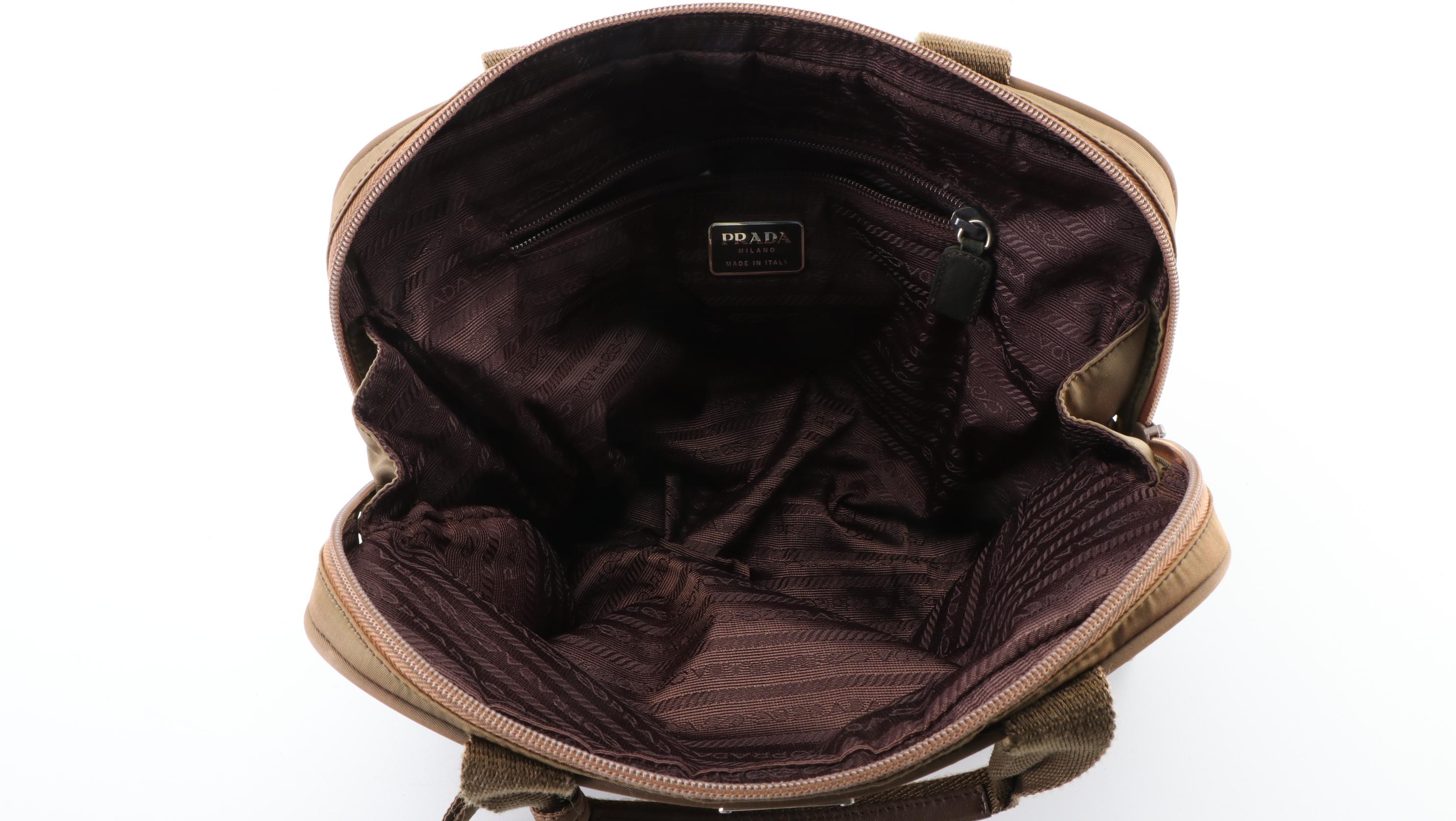 Prada Handbag in Green Nylon with Padlock and Keys