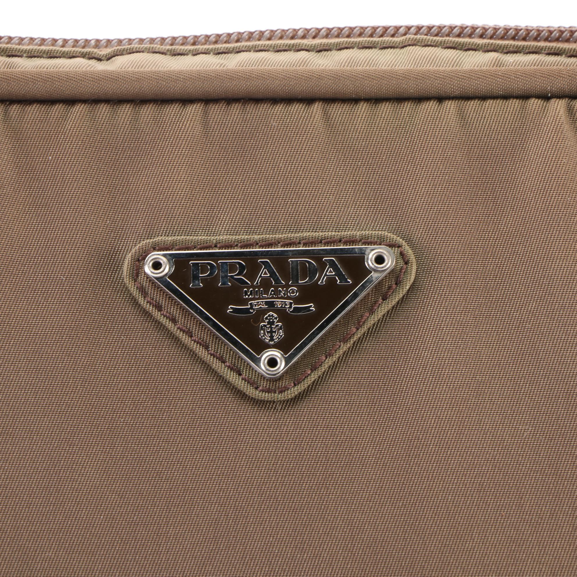 Prada Handbag in Green Nylon with Padlock and Keys