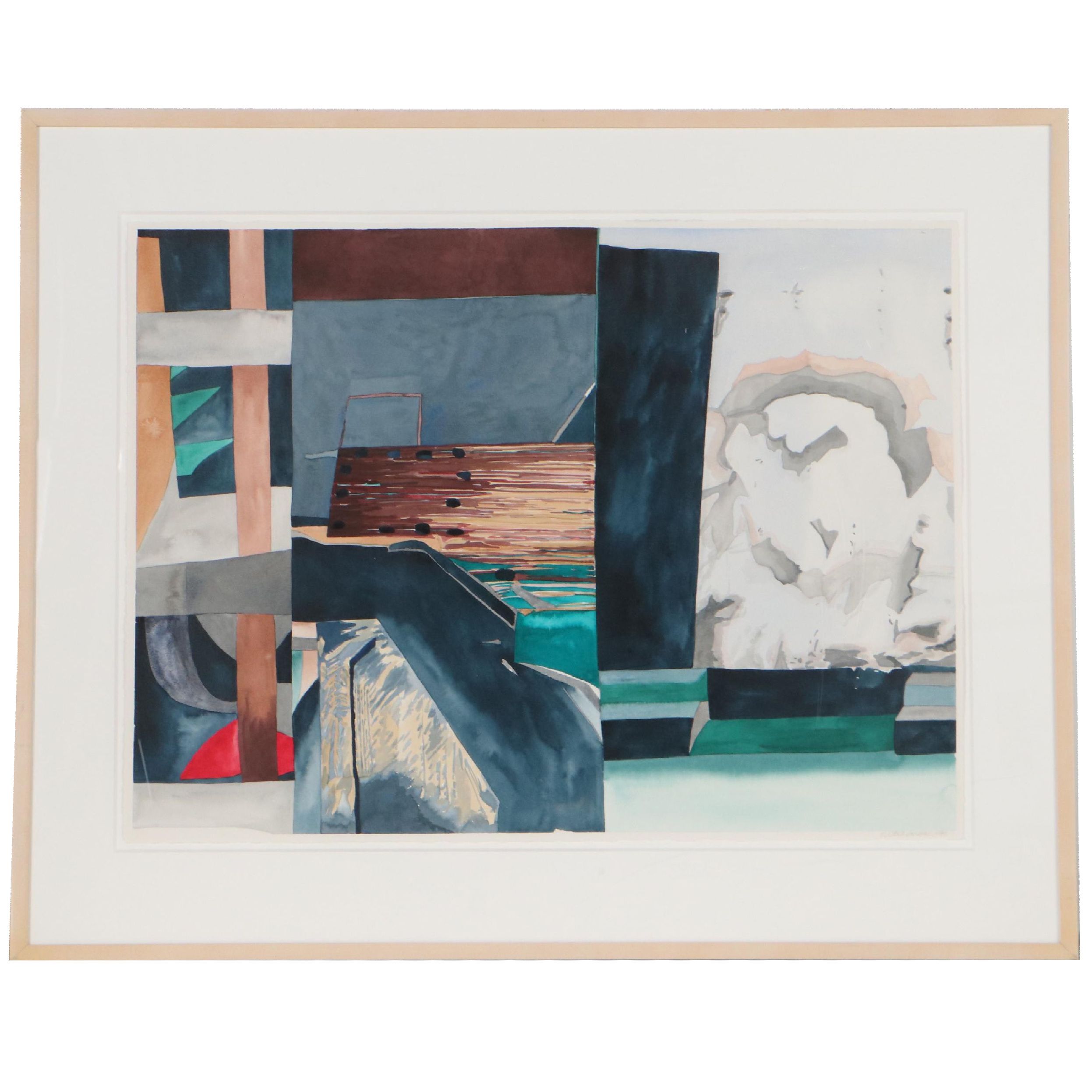 Elizabeth Ginsberg Abstract Watercolor Painting, 1989