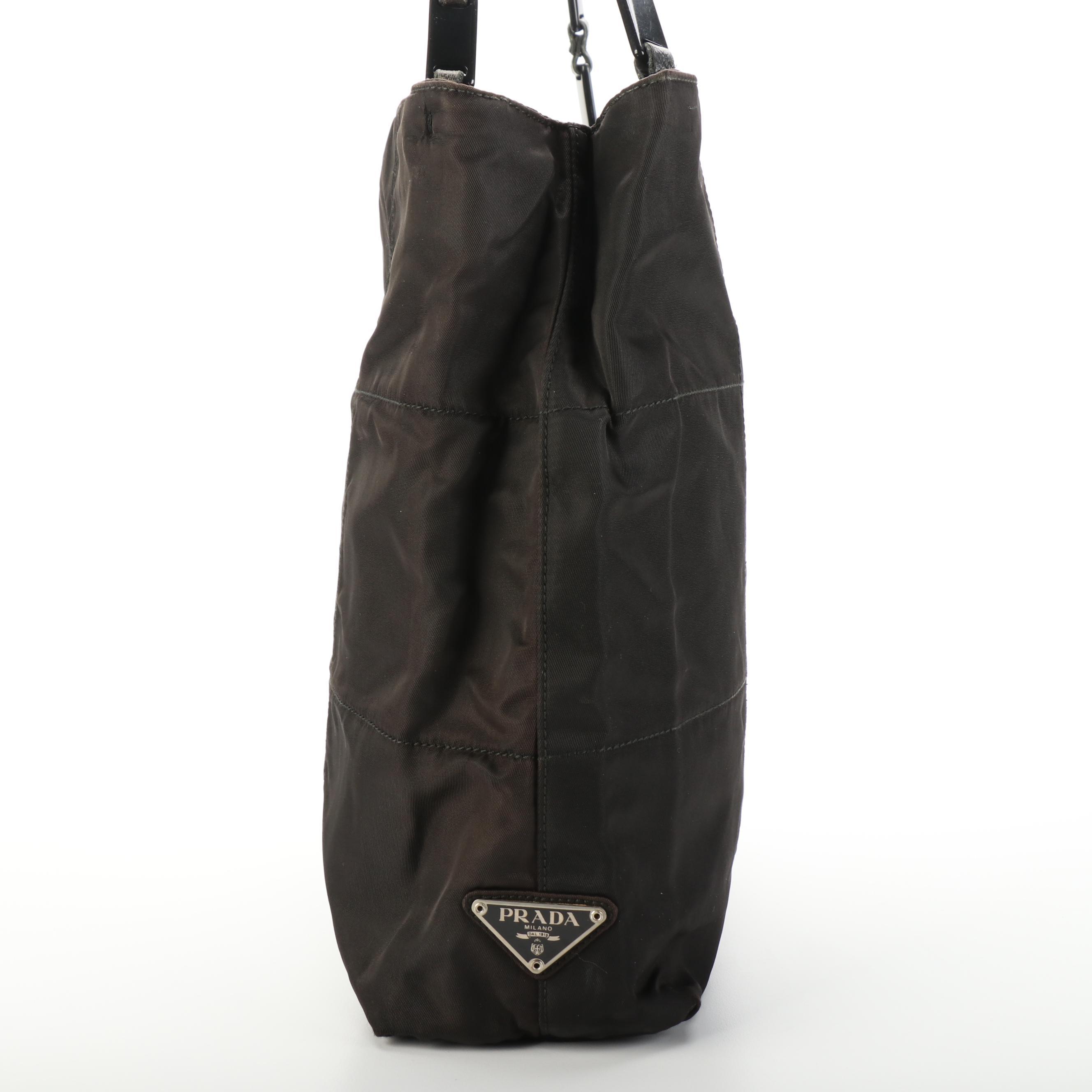 Prada Tote Bag in Black Quilted Tessuto Nylon with Chain Link Handles