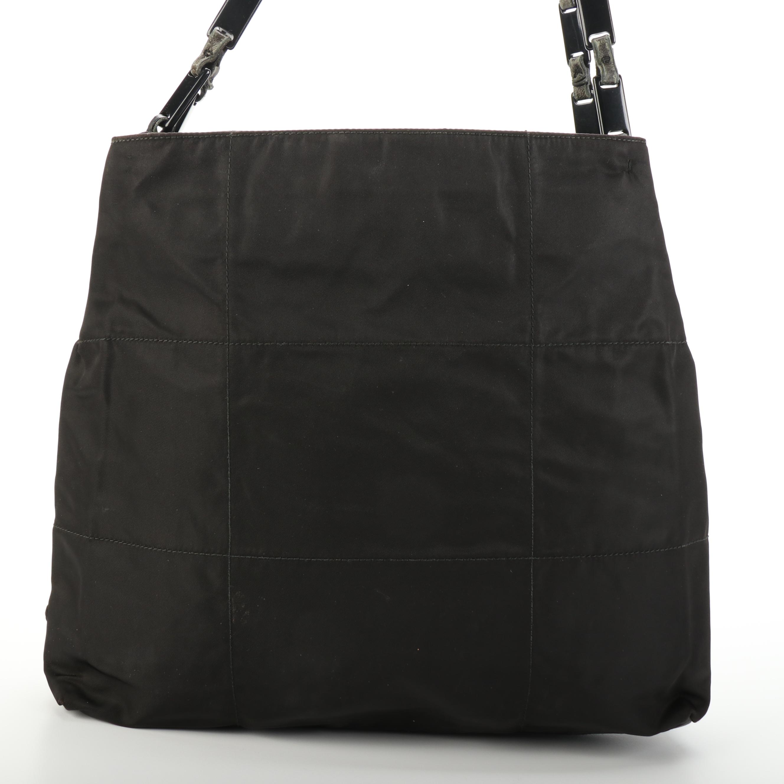 Prada Tote Bag in Black Quilted Tessuto Nylon with Chain Link Handles