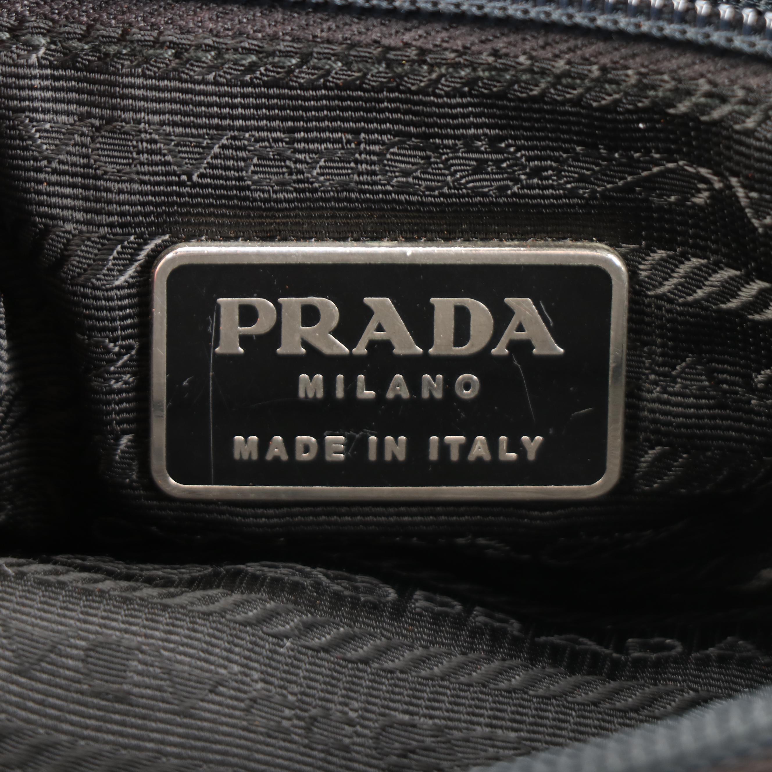 Prada Tote Bag in Black Quilted Tessuto Nylon with Chain Link Handles