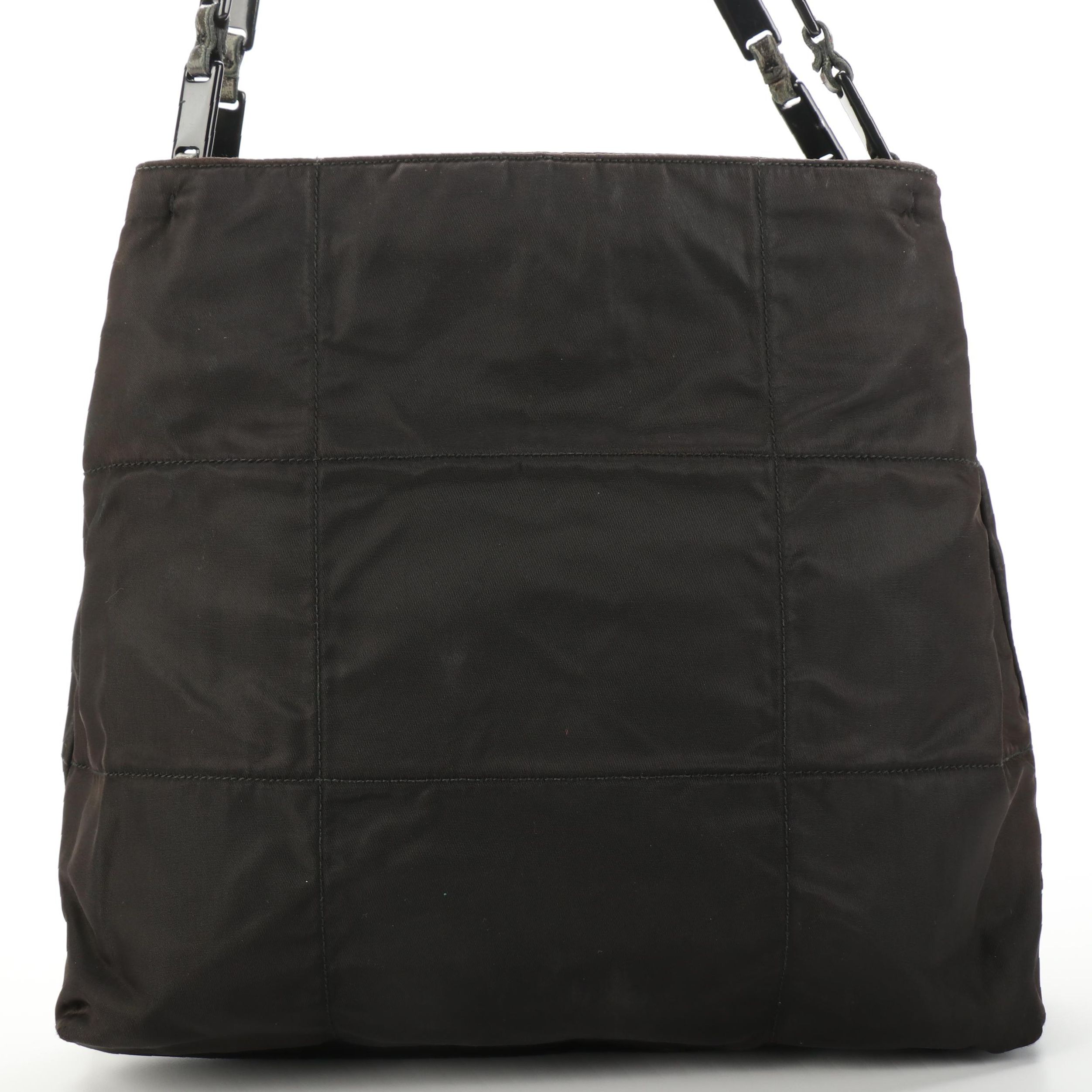 Prada Tote Bag in Black Quilted Tessuto Nylon with Chain Link Handles