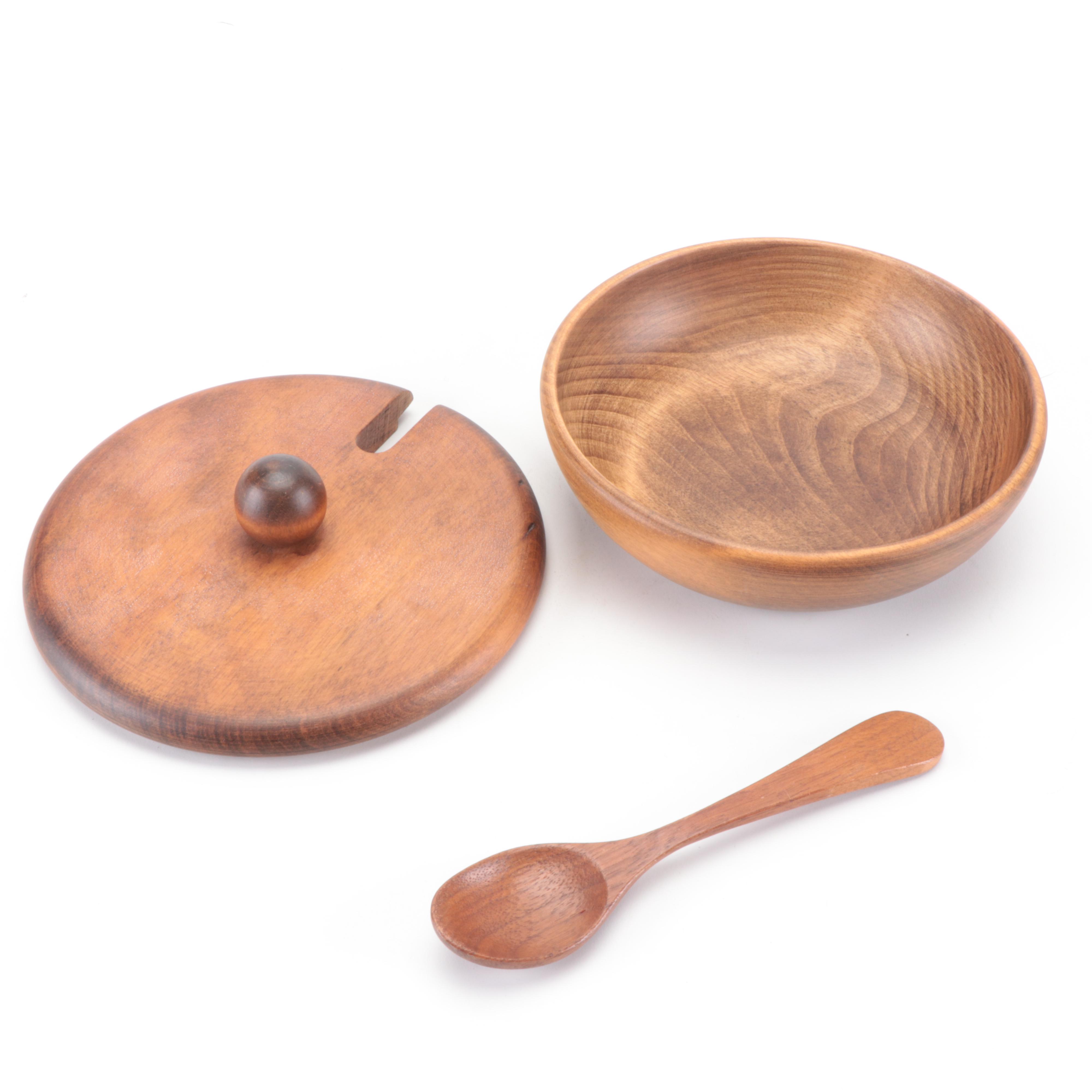 Kennedy Brothers Danish Modern Teak Wood Revolving Serving Tray