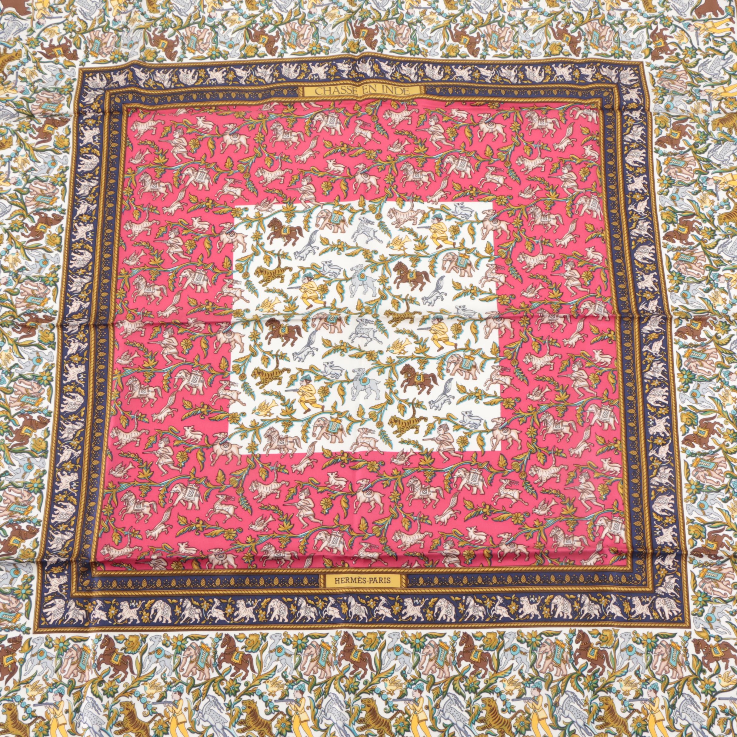 Hermès "Chasse En Inde" Silk Twill Scarf