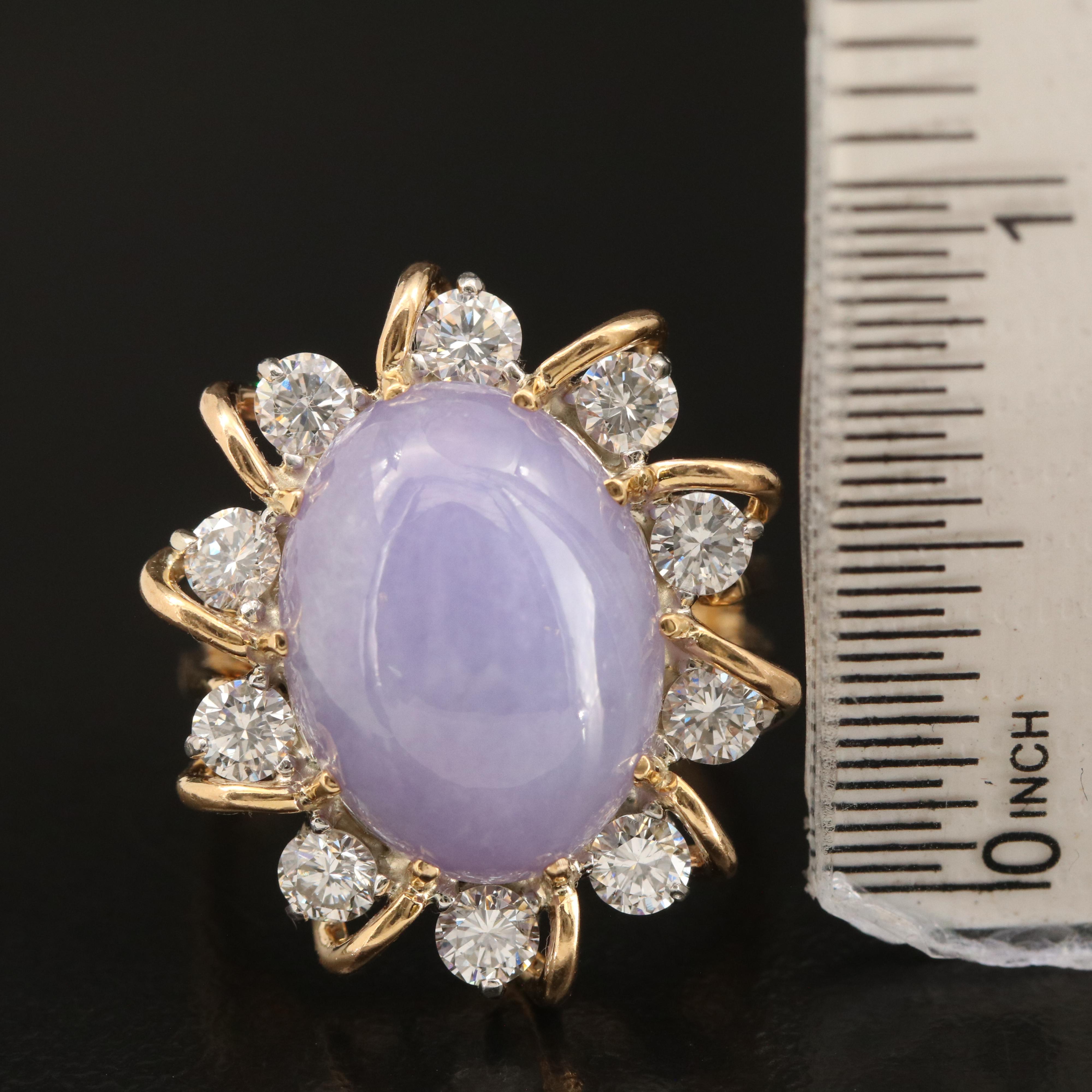 18K and Platinum Jadeite and 1.30 CTW Diamond Sunburst Halo Ring