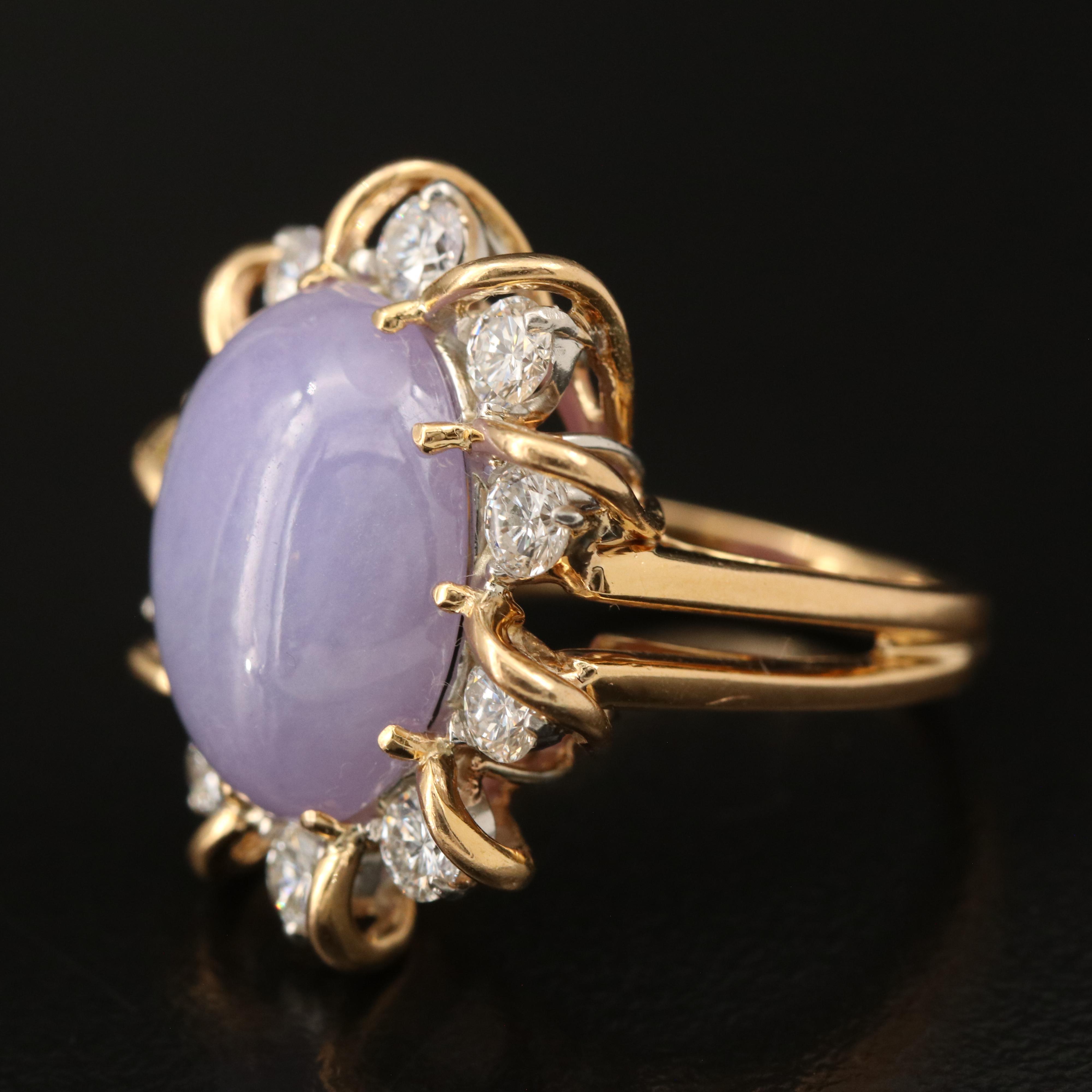 18K and Platinum Jadeite and 1.30 CTW Diamond Sunburst Halo Ring