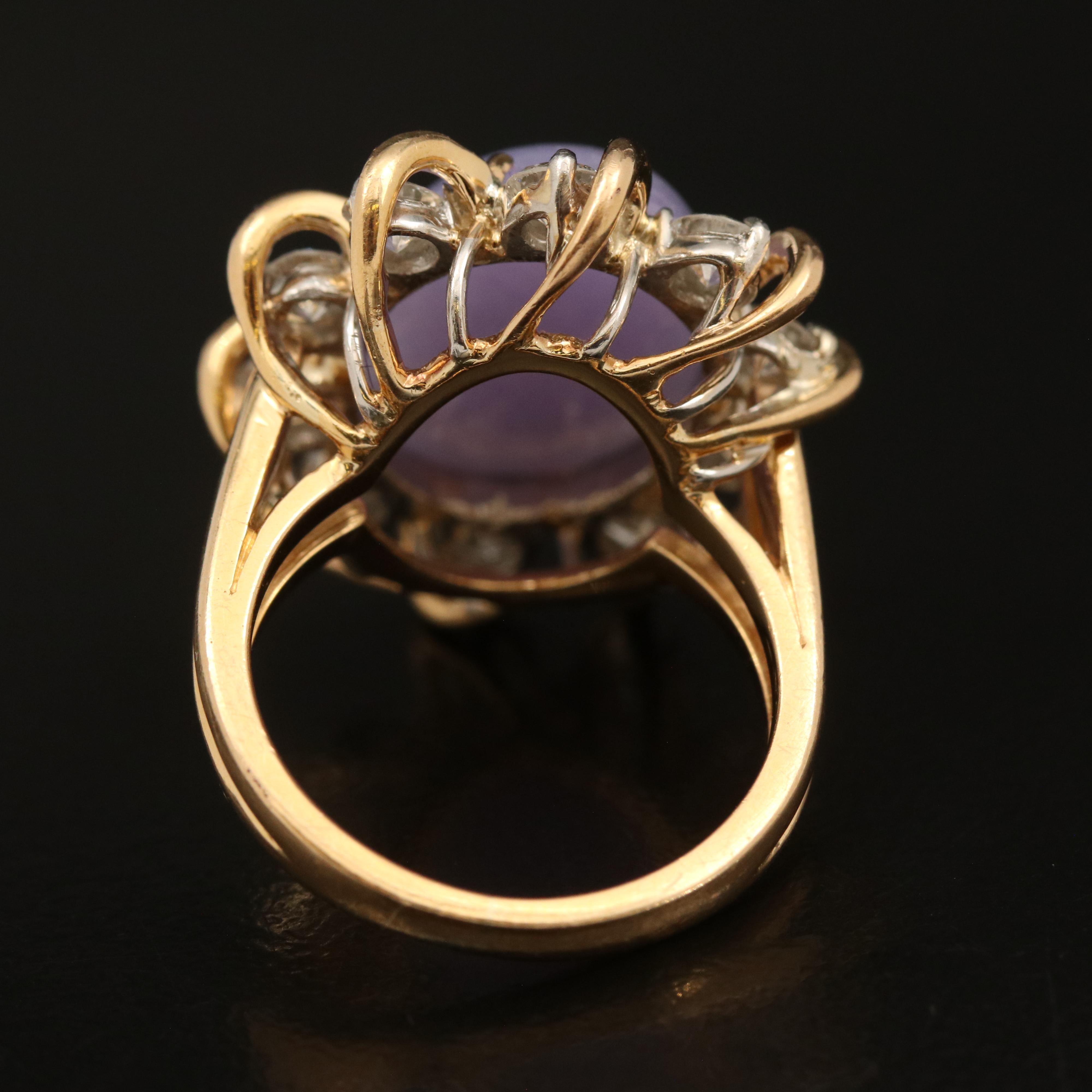 18K and Platinum Jadeite and 1.30 CTW Diamond Sunburst Halo Ring