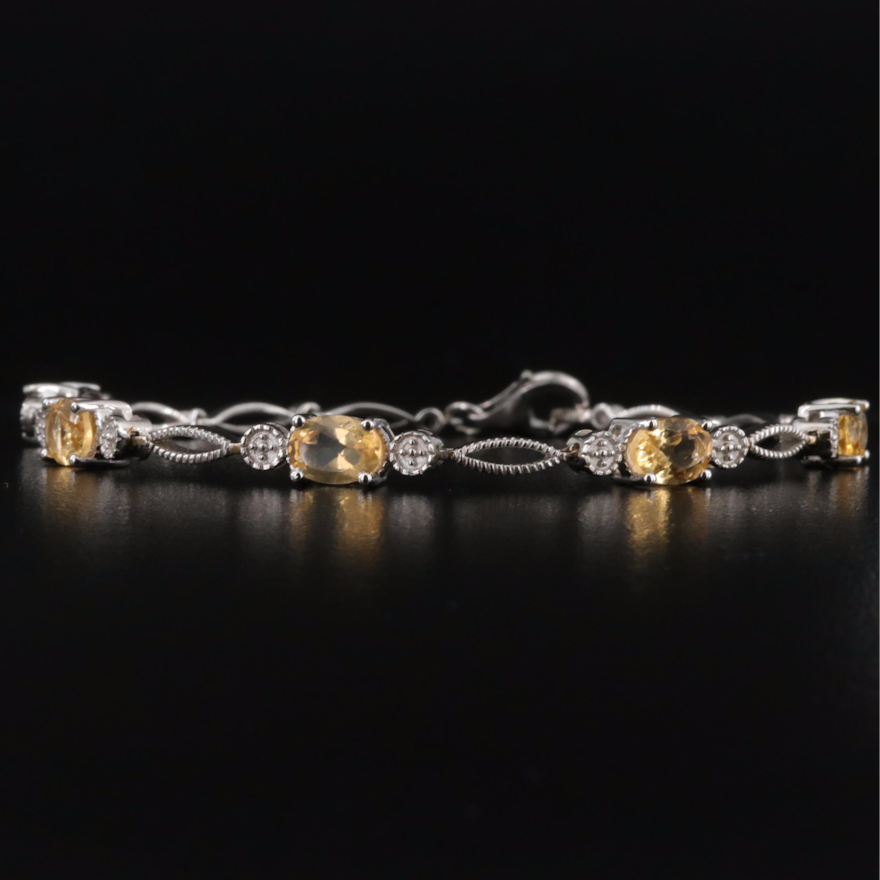 Sterling Citrine Station Bracelet