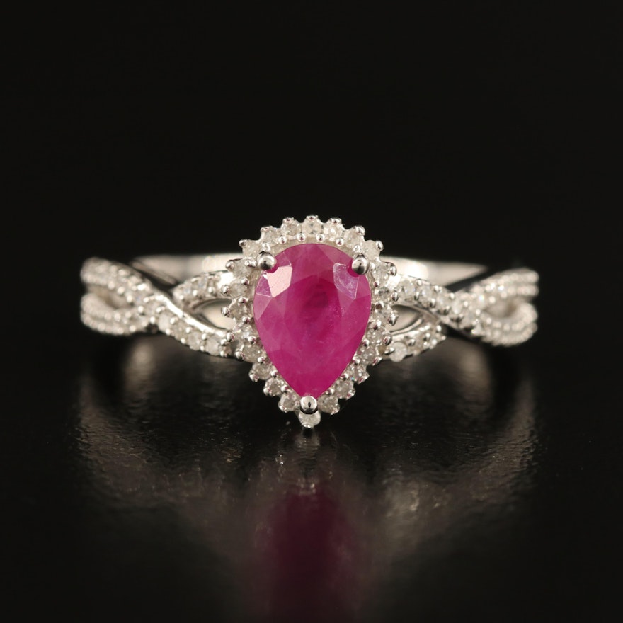 Sterling Ruby and Diamond Ring