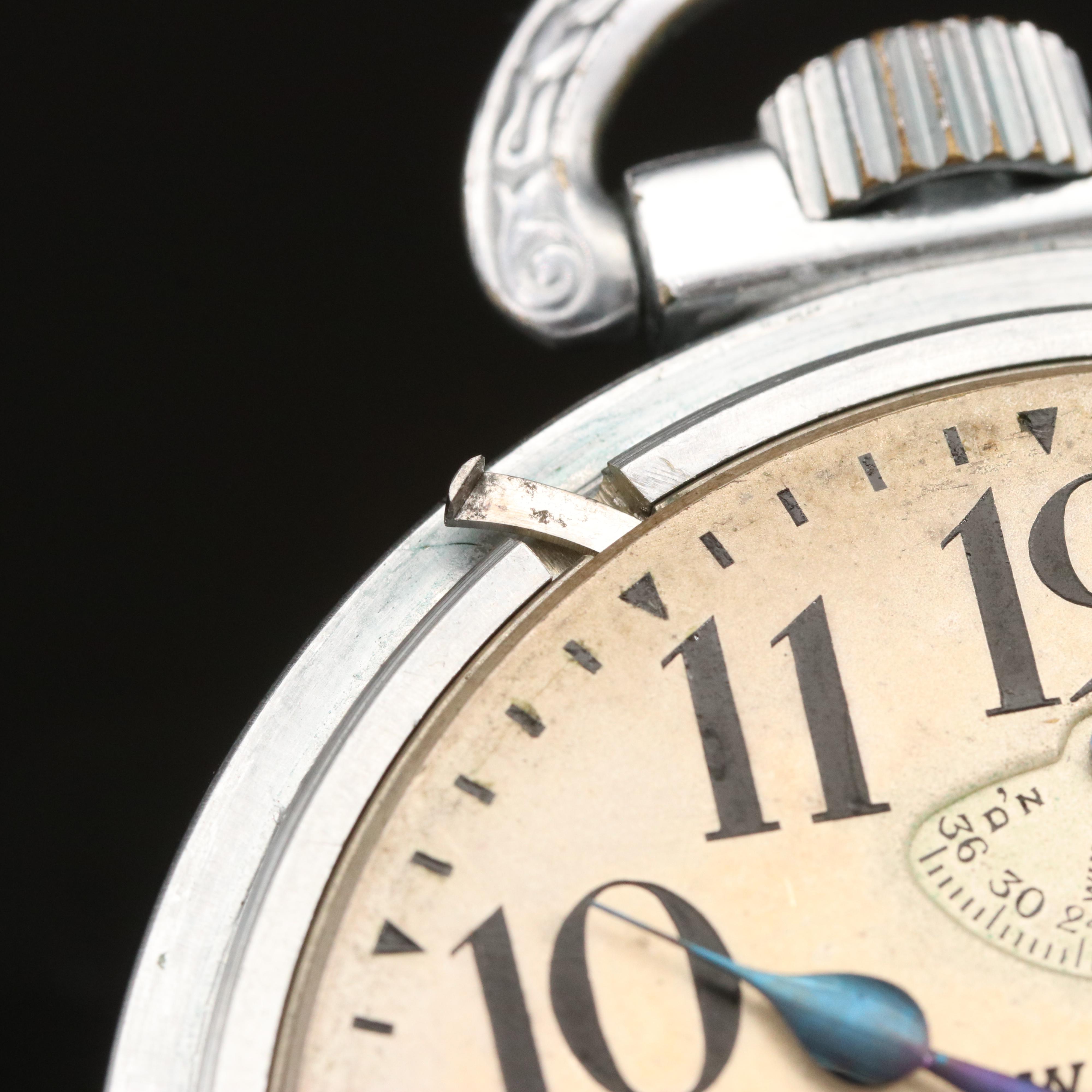 1907 Waltham Vanguard Up/Down Indicator Pocket Watch with Leather Belt Holder