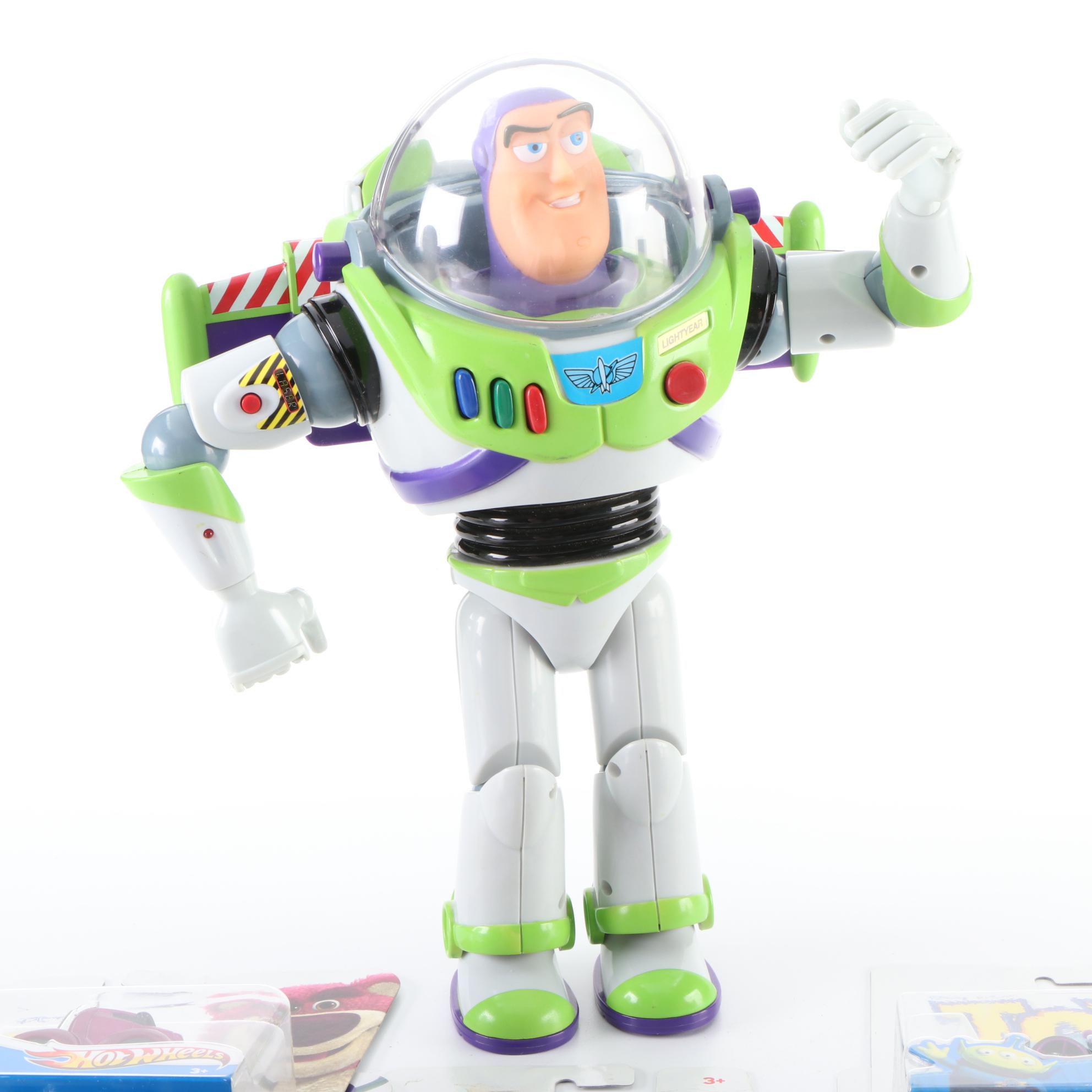 Toy Story Hot Wheels Cars, Lightening McQueen Car, and 12" Buzz Lightyear Figure