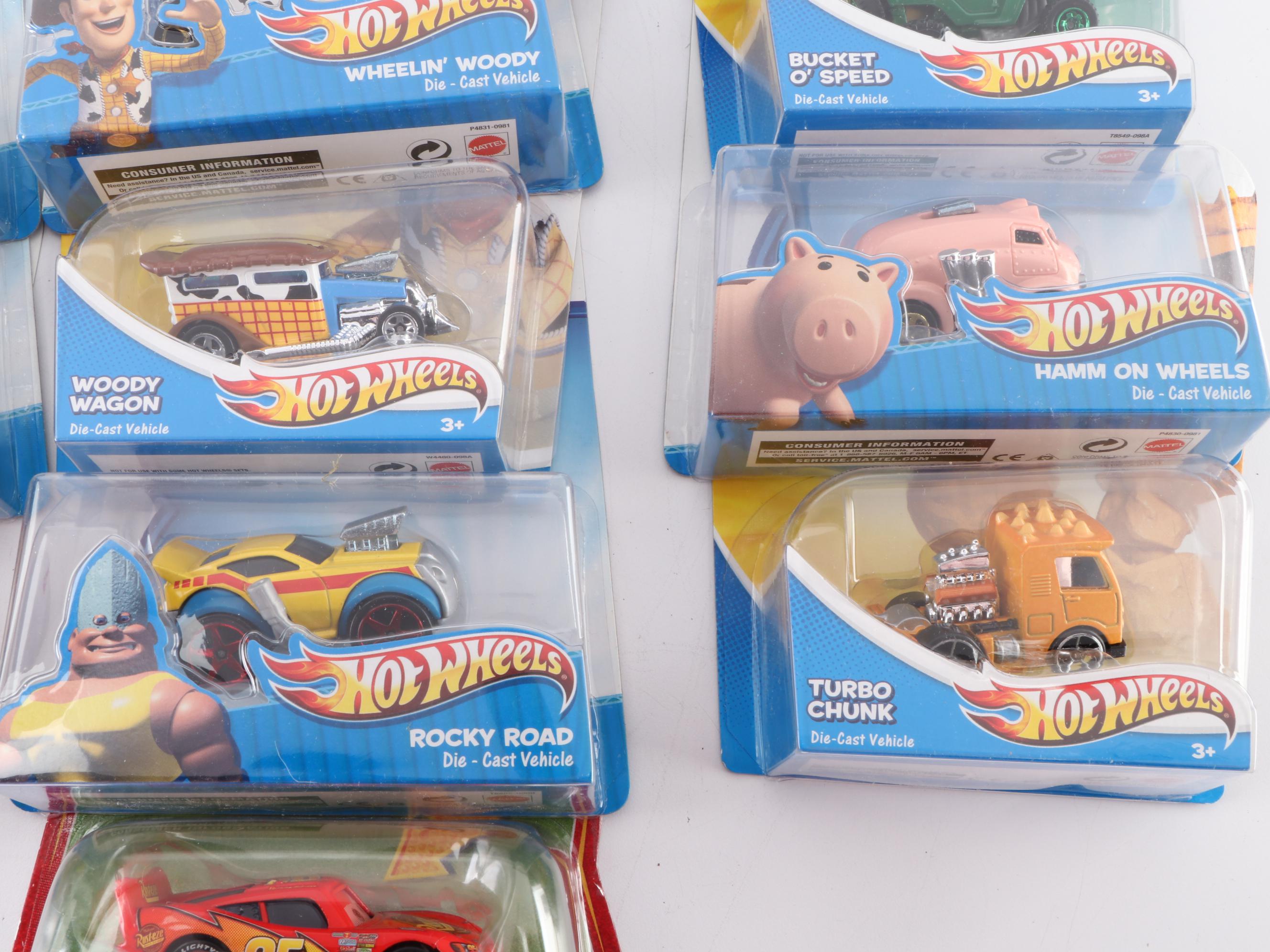 Toy Story Hot Wheels Cars, Lightening McQueen Car, and 12" Buzz Lightyear Figure