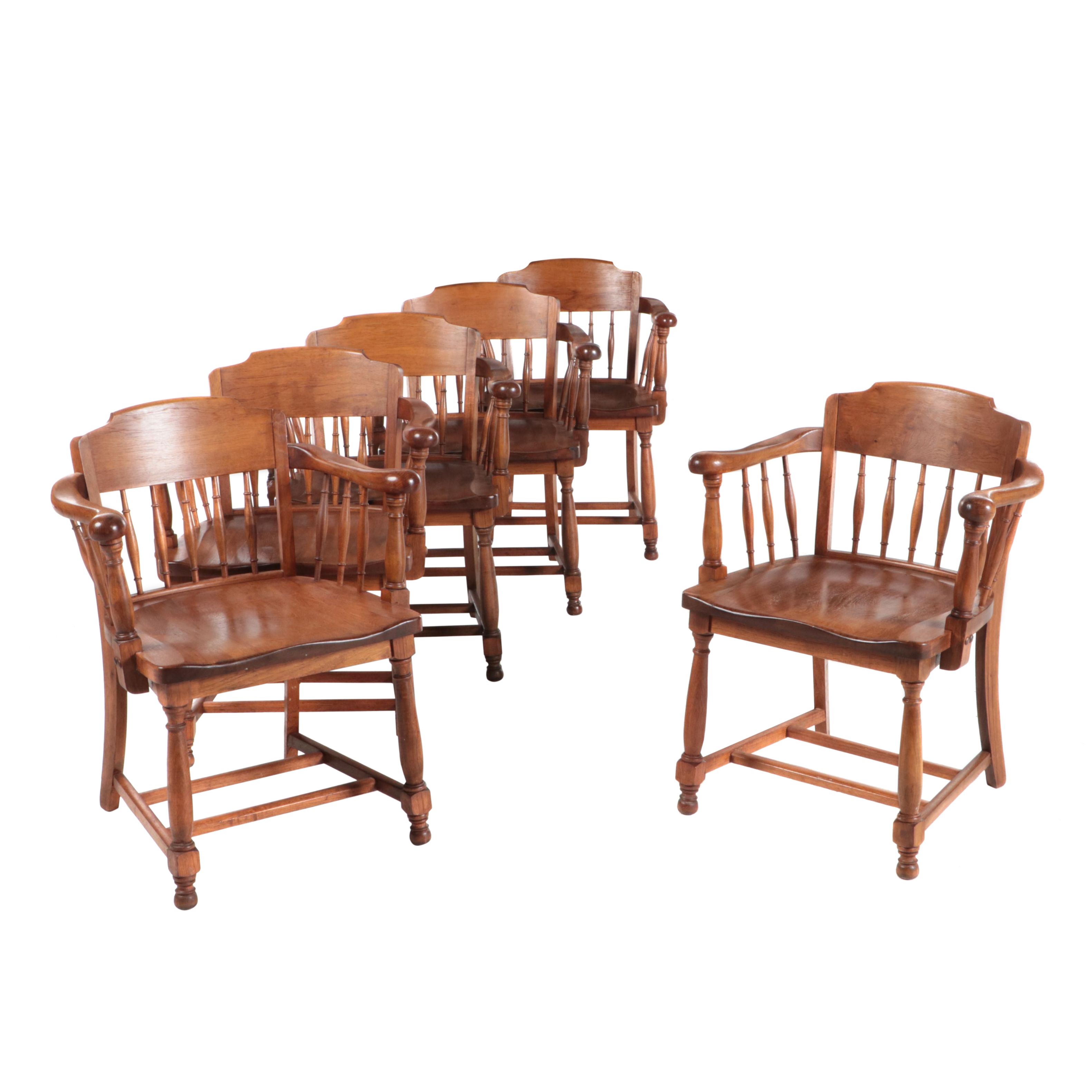Six Murphy Chair Co. of Owensboro, Kentucky Walnut Spindle-Back Armchairs