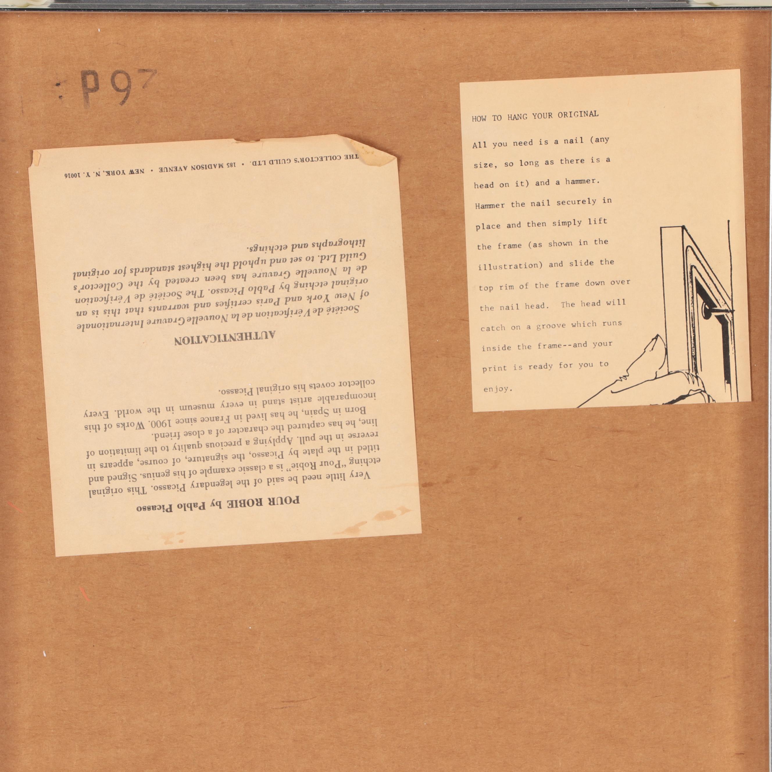 Pablo Picasso Restrike Etching "L'Age de Soleil"