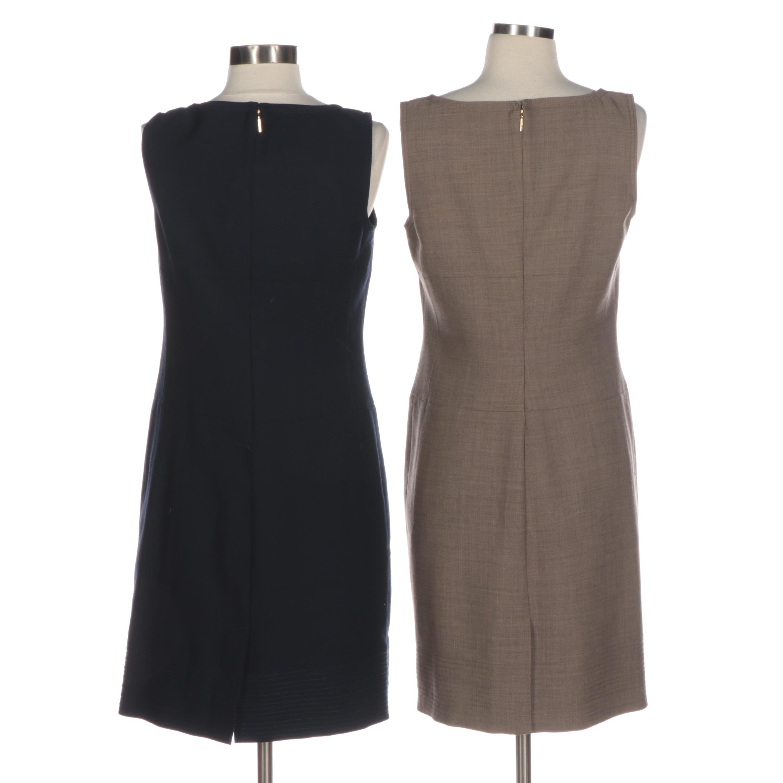 Tory Burch Sleeveless Sheath Dresses with Topstitch and Seam Details