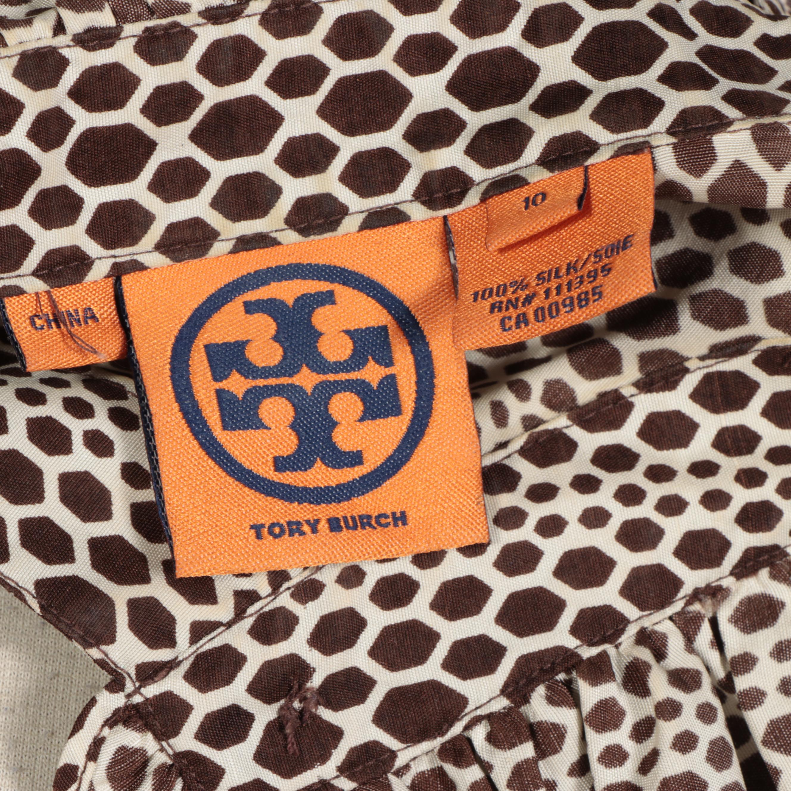 Tory Burch Printed Patterned Silk Sleeveless Blouses with Ruffles