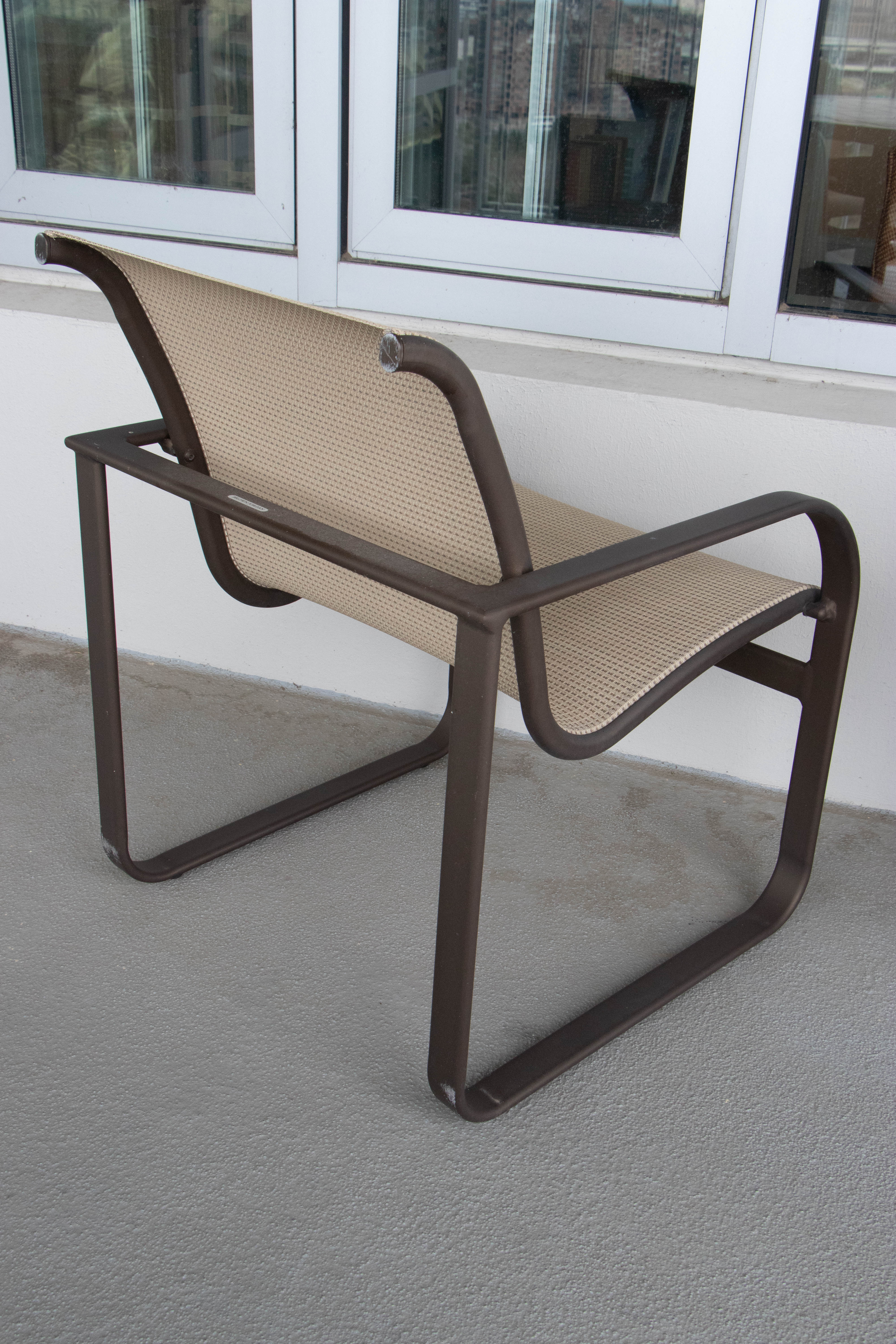 Brown Jordan Stone Top Patio Table and Armchairs