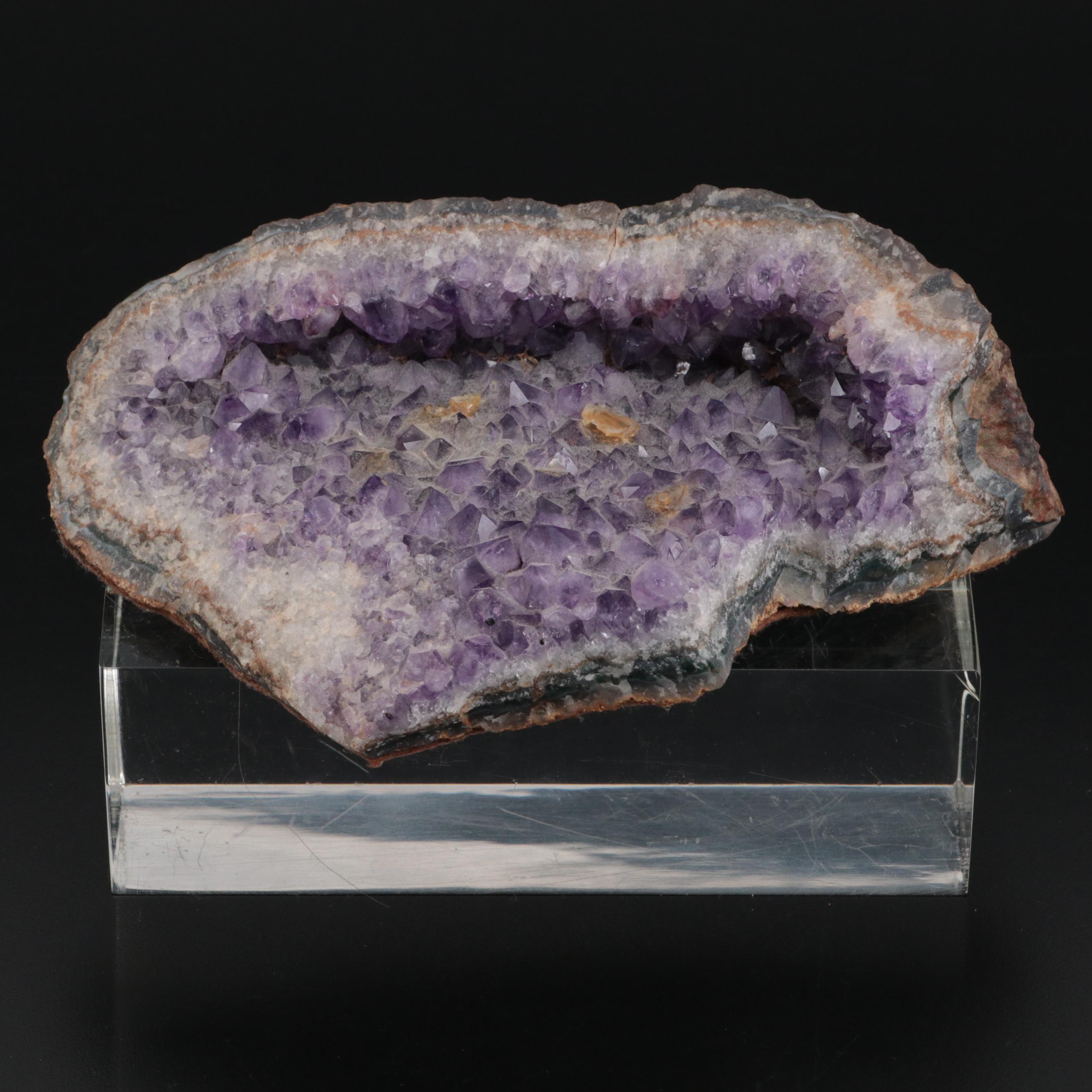 Amethyst Geode Cluster Specimen with Acrylic Stand