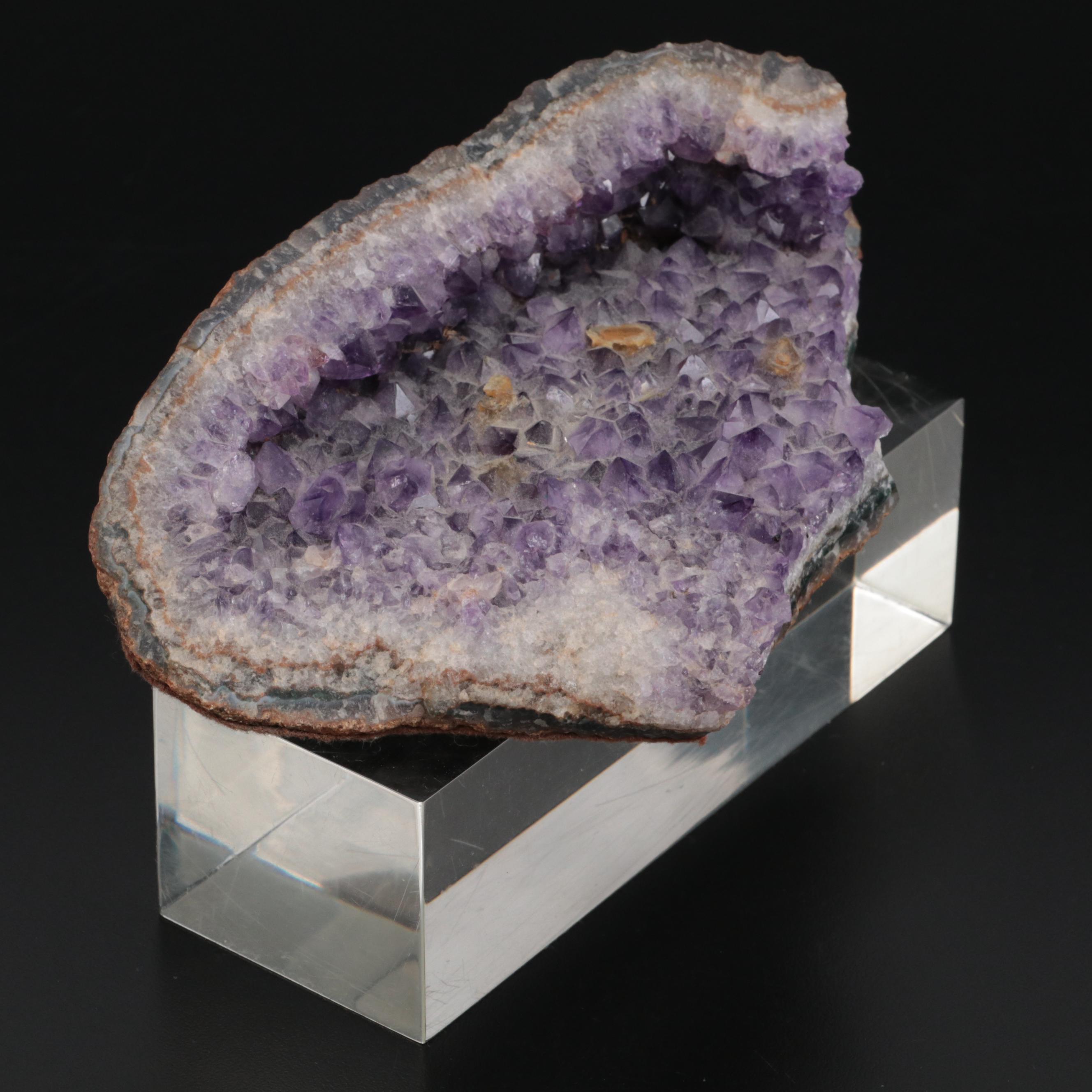 Amethyst Geode Cluster Specimen with Acrylic Stand
