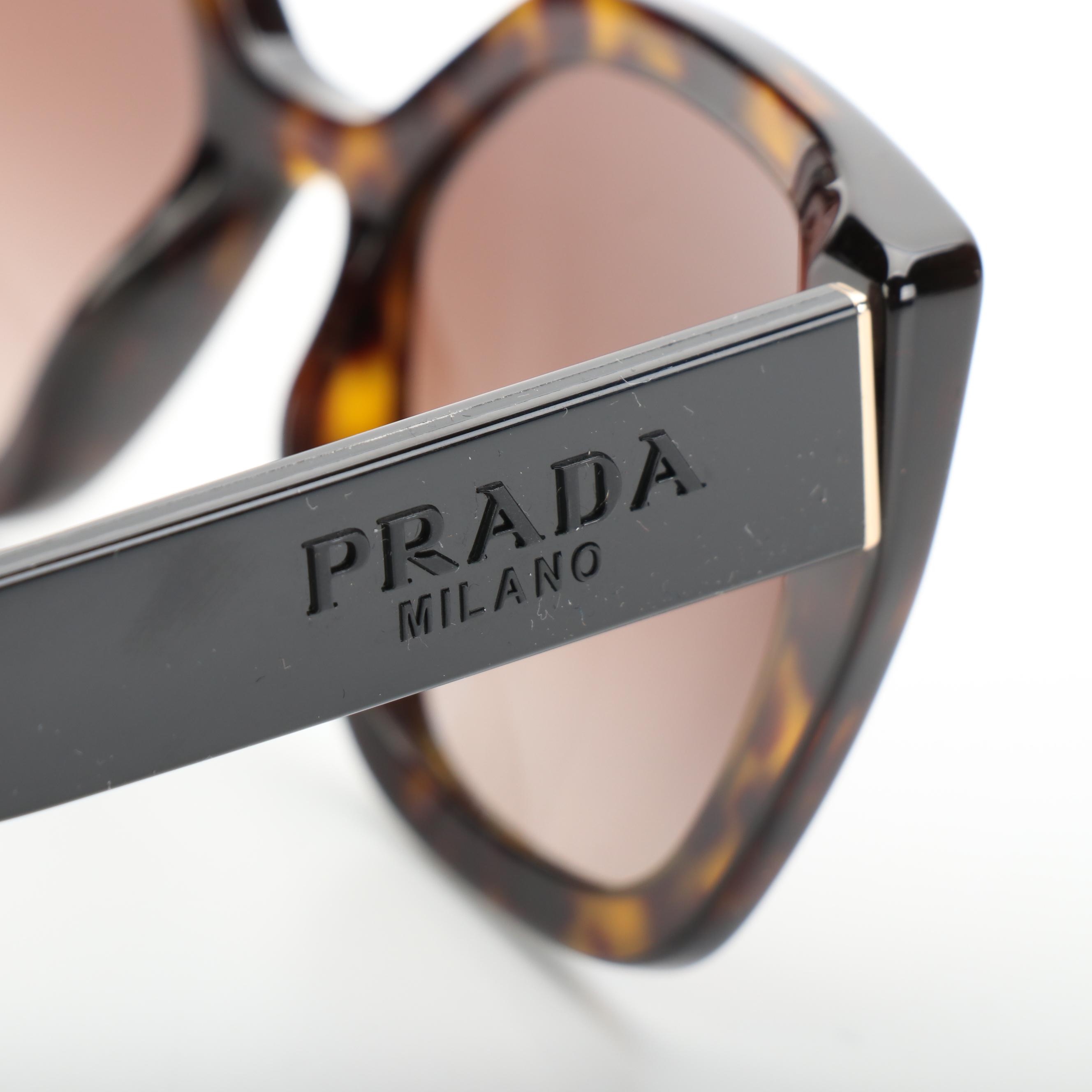 Prada SPR24X Havana Modified Cat Eye Sunglasses with Case