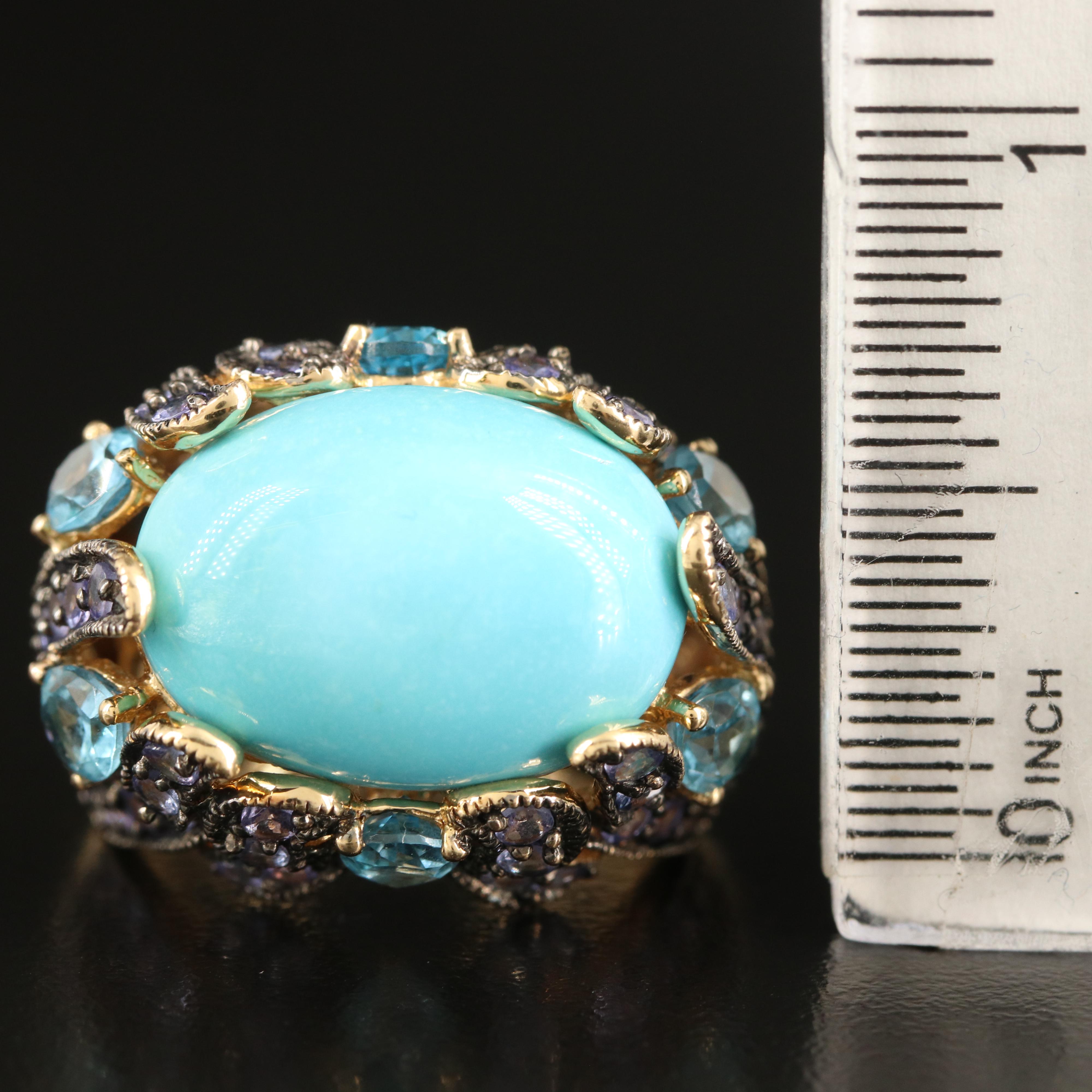 Le Vian 14K Turquoise, Sky Blue Topaz and Tanzanite Ring