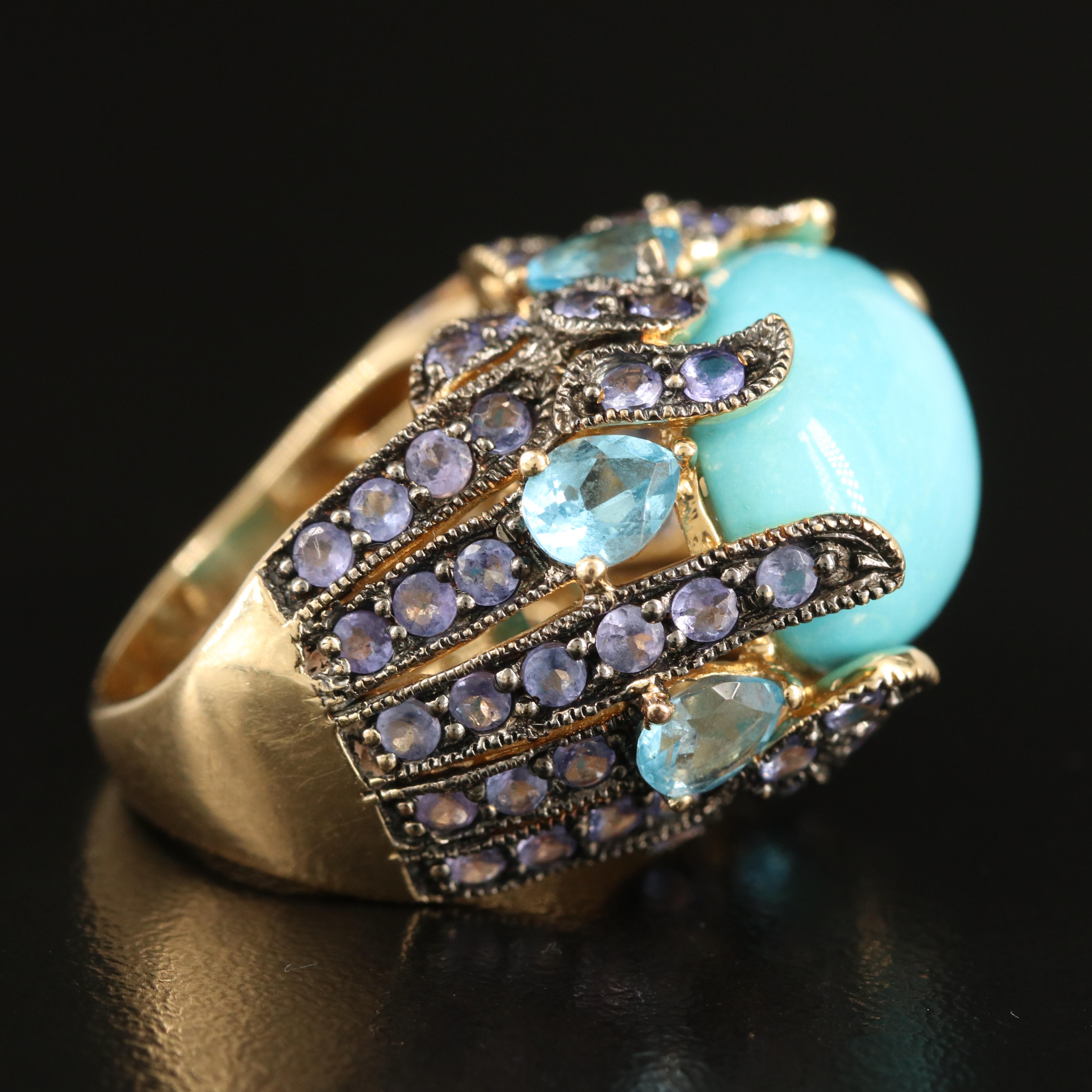 Le Vian 14K Turquoise, Sky Blue Topaz and Tanzanite Ring