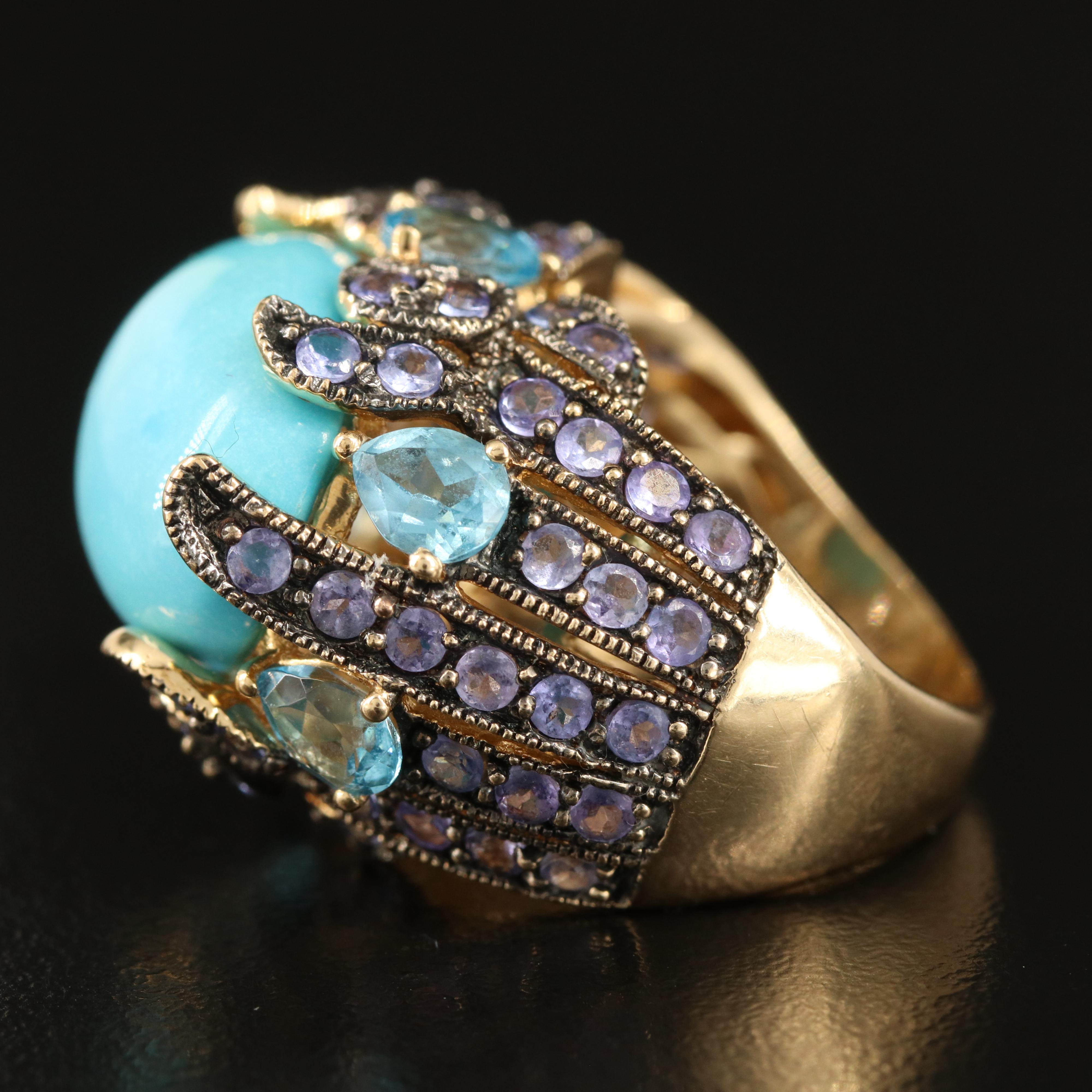 Le Vian 14K Turquoise, Sky Blue Topaz and Tanzanite Ring