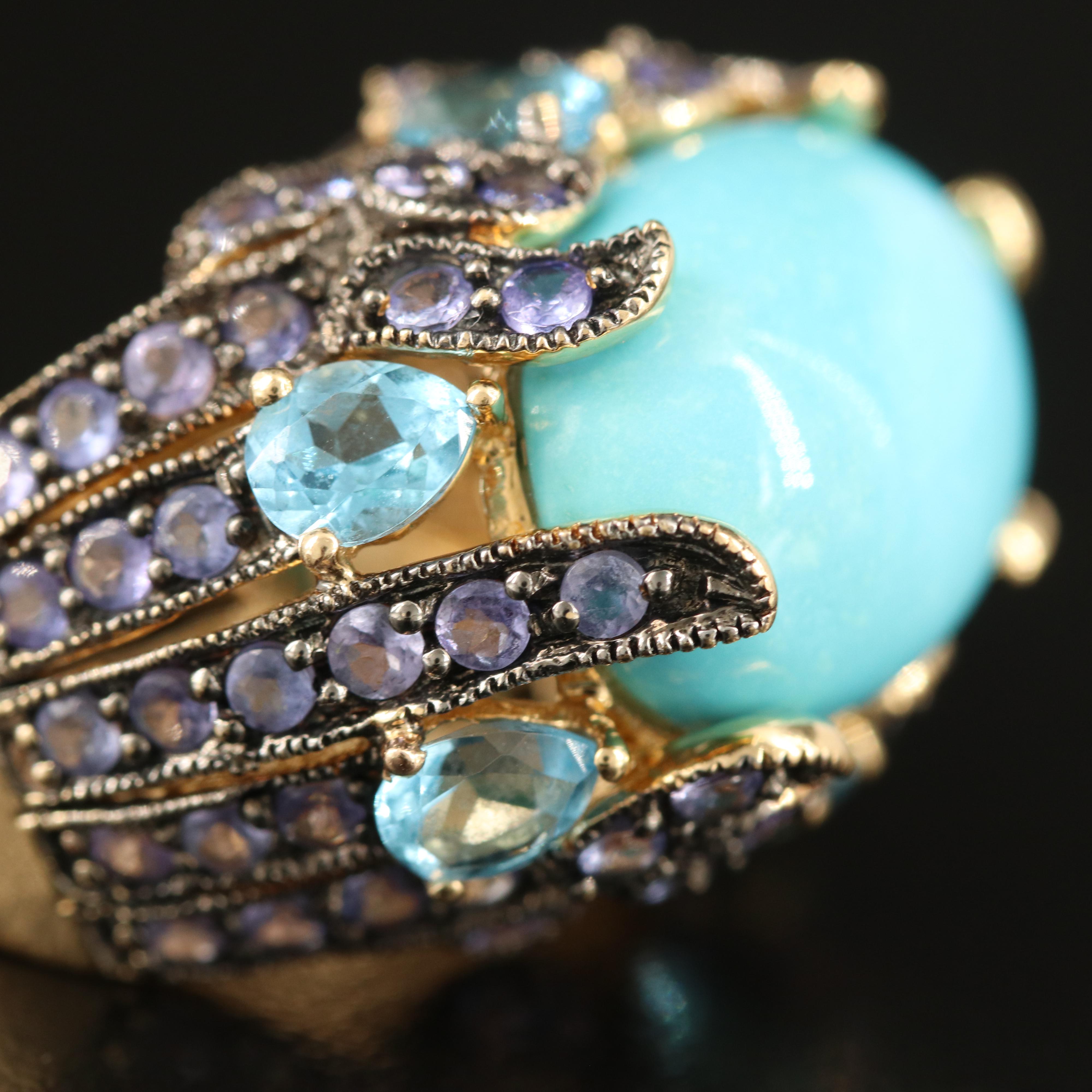 Le Vian 14K Turquoise, Sky Blue Topaz and Tanzanite Ring