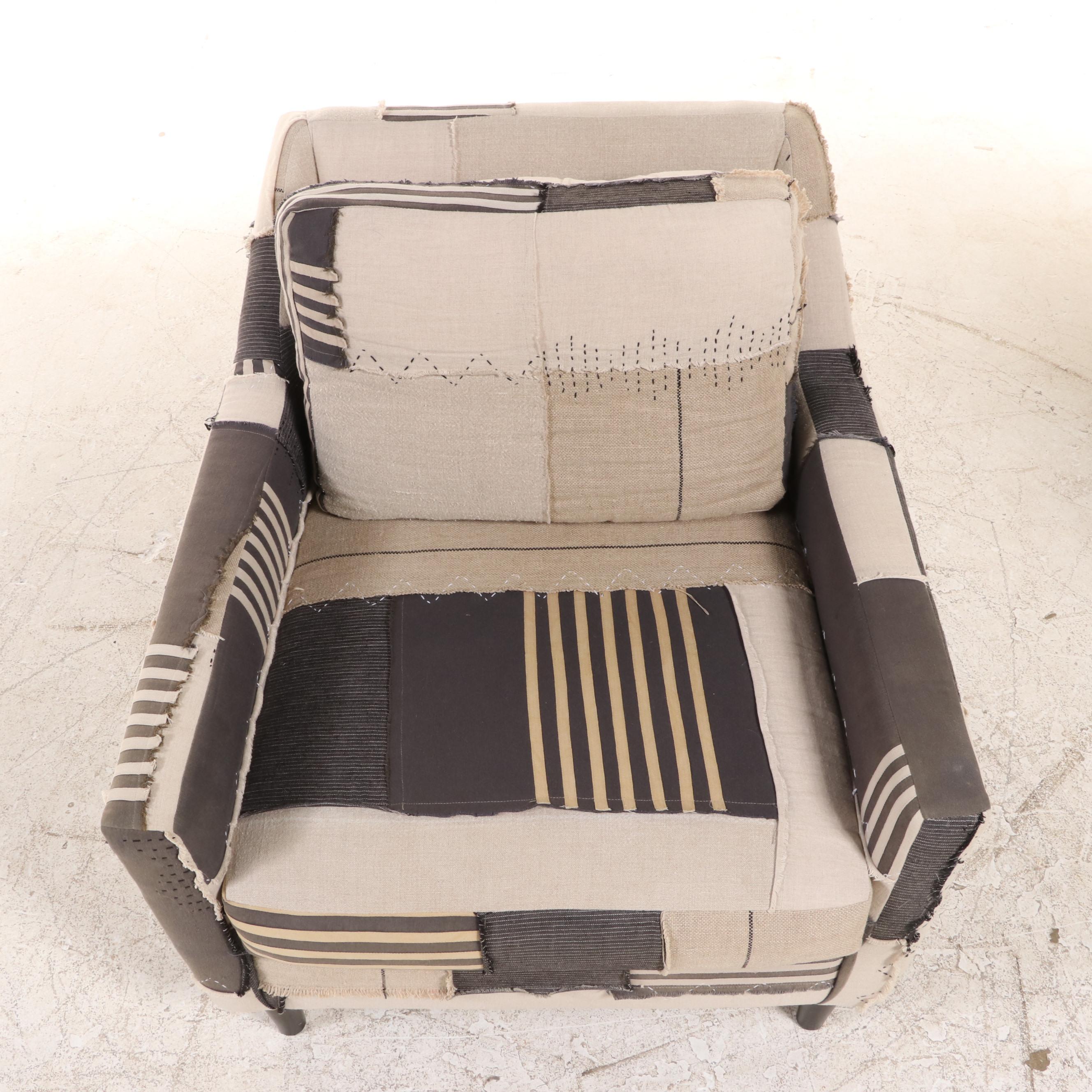 West Elm "Everett" Modernist Style Patchwork Lounge Chair