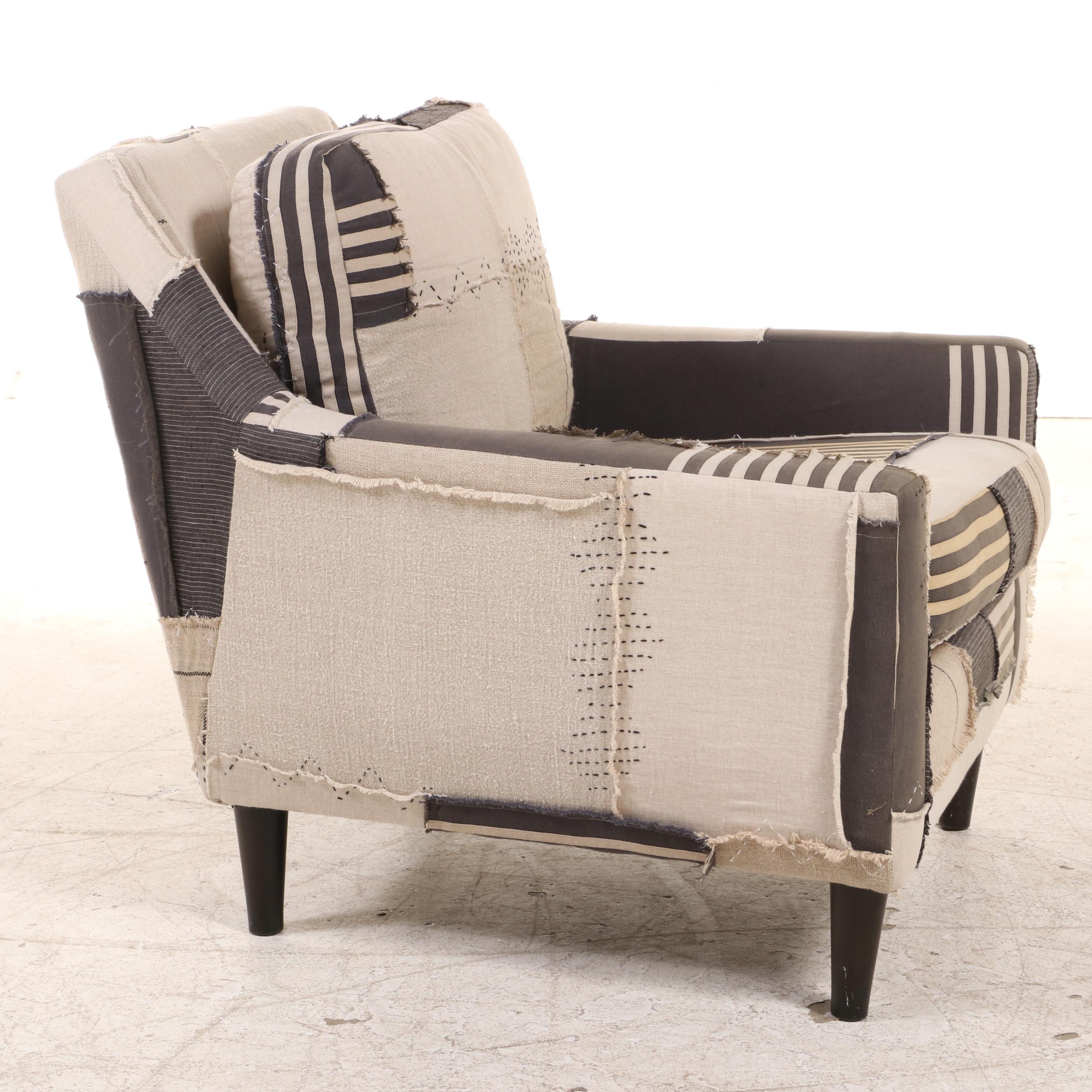 West Elm "Everett" Modernist Style Patchwork Lounge Chair