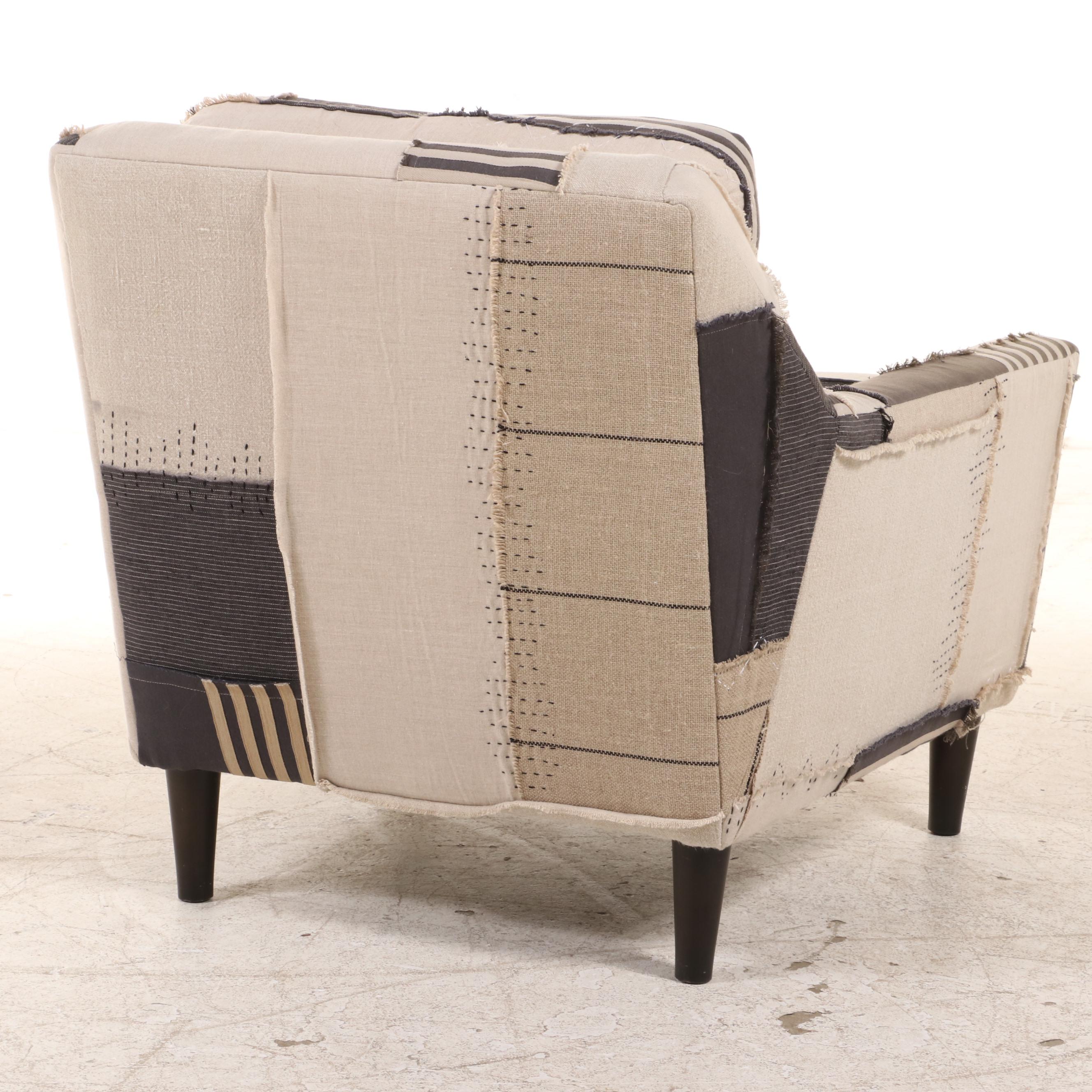 West Elm "Everett" Modernist Style Patchwork Lounge Chair
