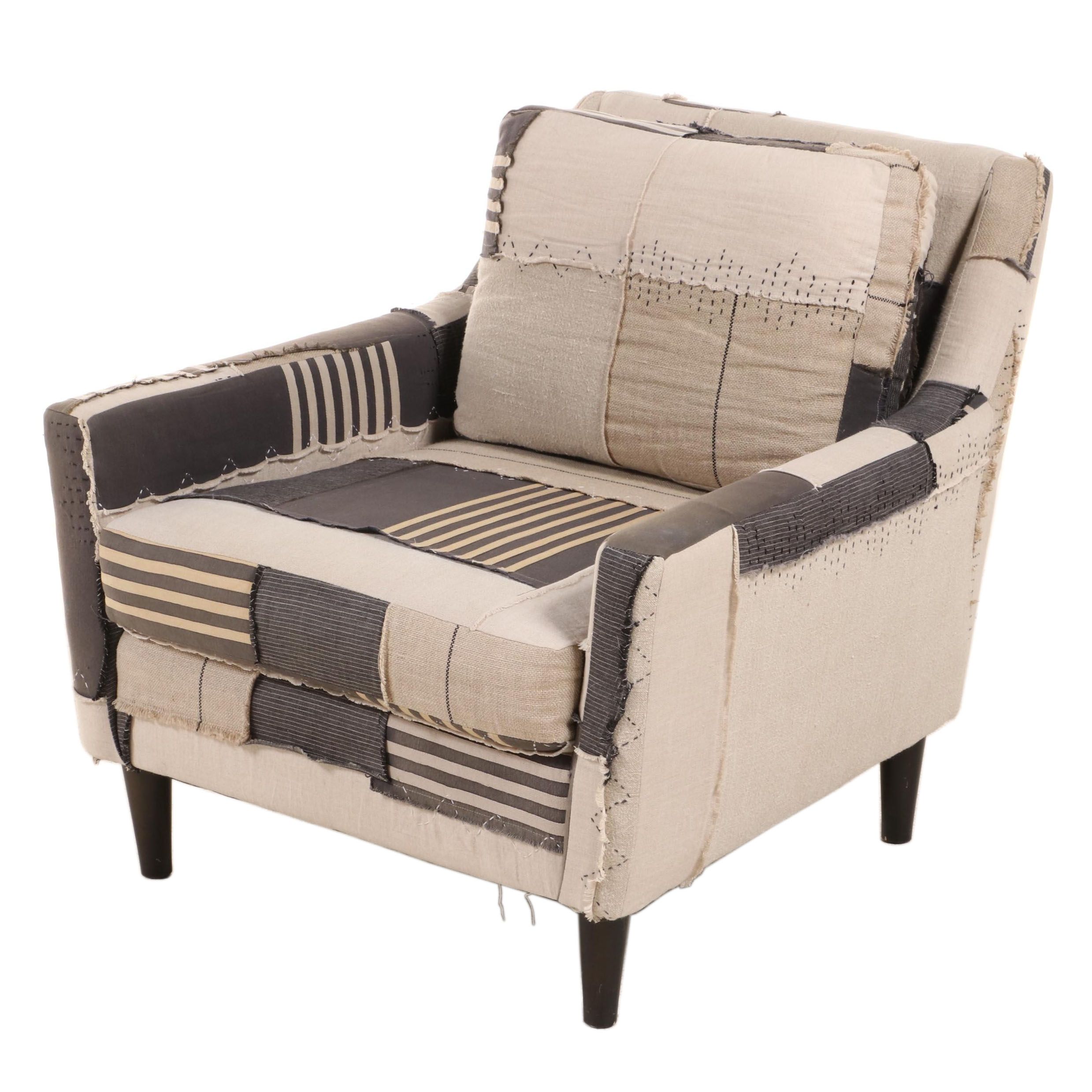 West Elm "Everett" Modernist Style Patchwork Lounge Chair