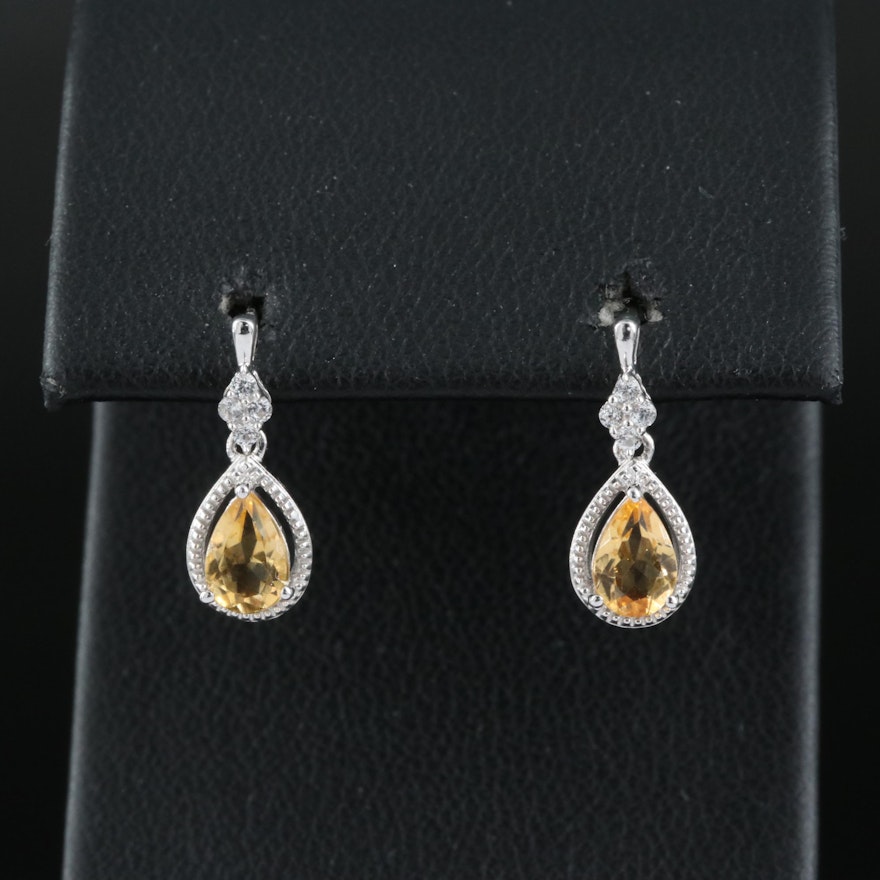 Sterling Citrine and Sapphire Earrings