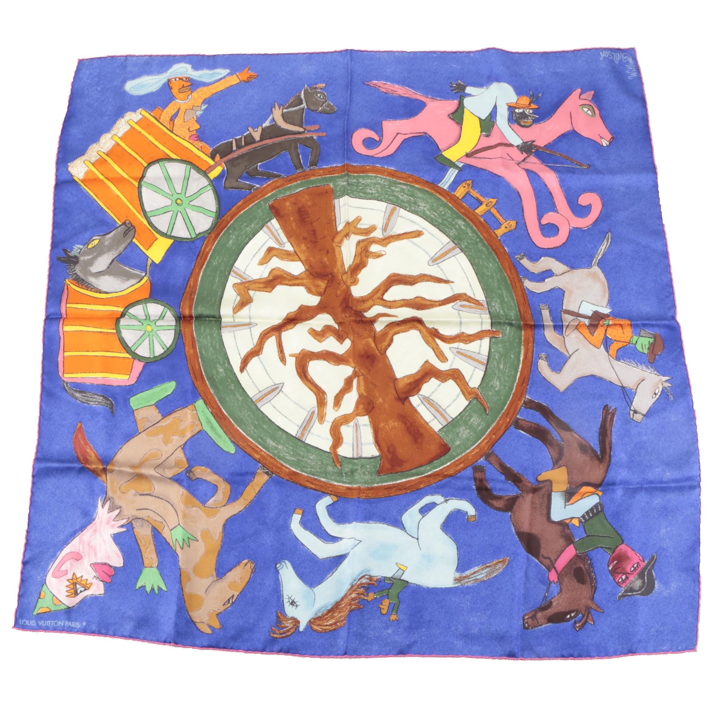 Louis Vuitton x William Wilson "Les Chevaux" Silk Twill Scarf