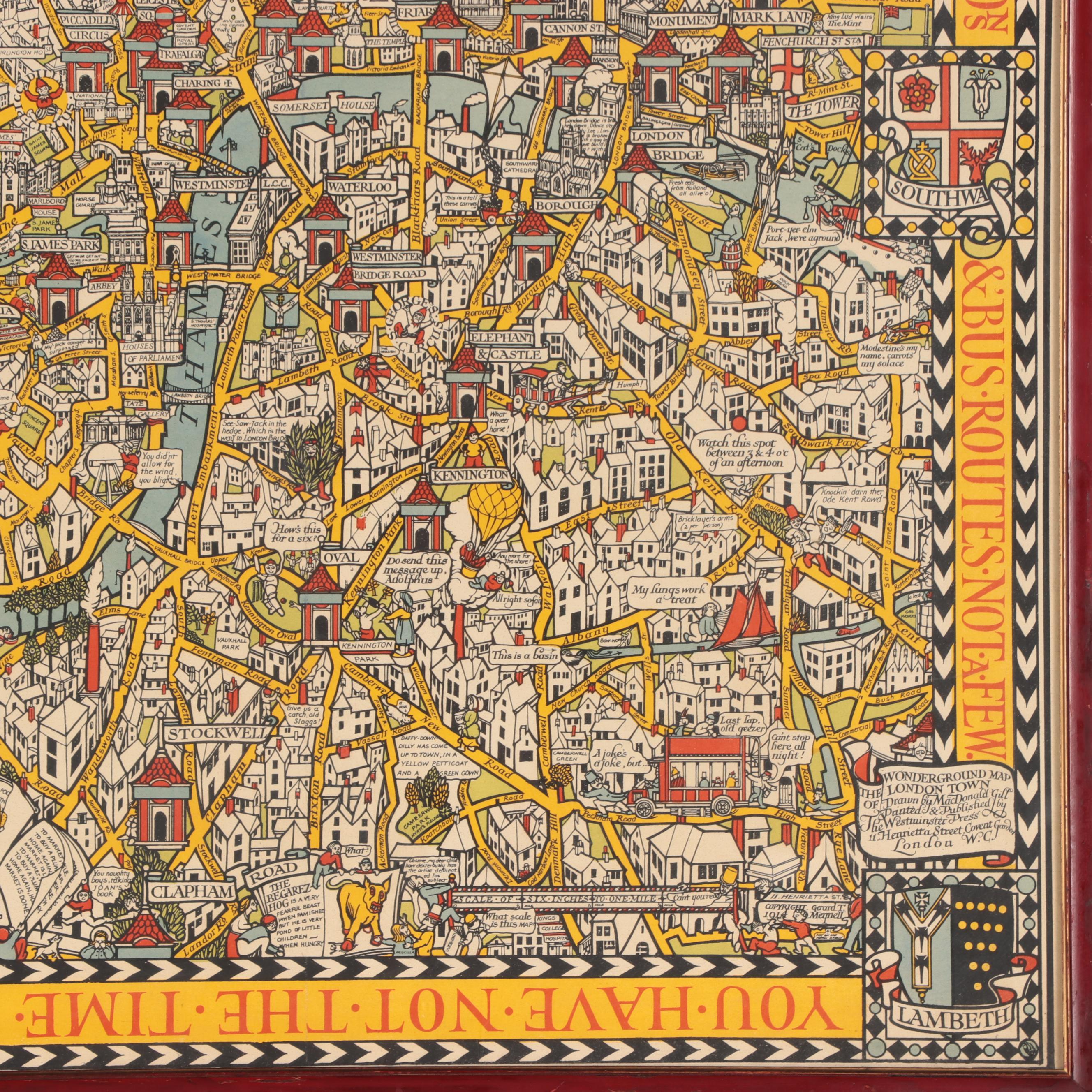 MacDonald Gill Map "The Wonderground Map of London Town"