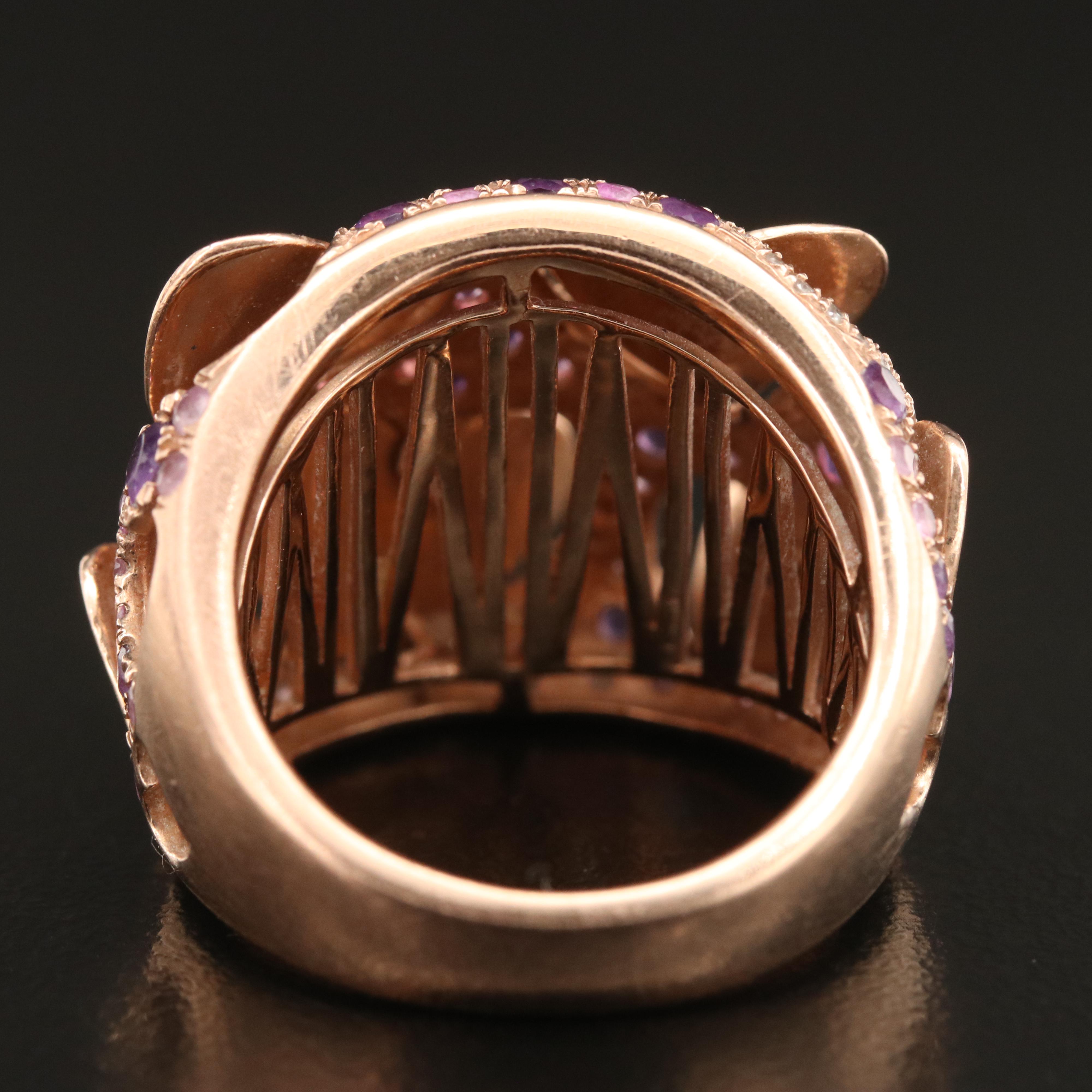 Marco Moore 14K Rose Gold Amethyst and Sapphire Articulated Heart Ring