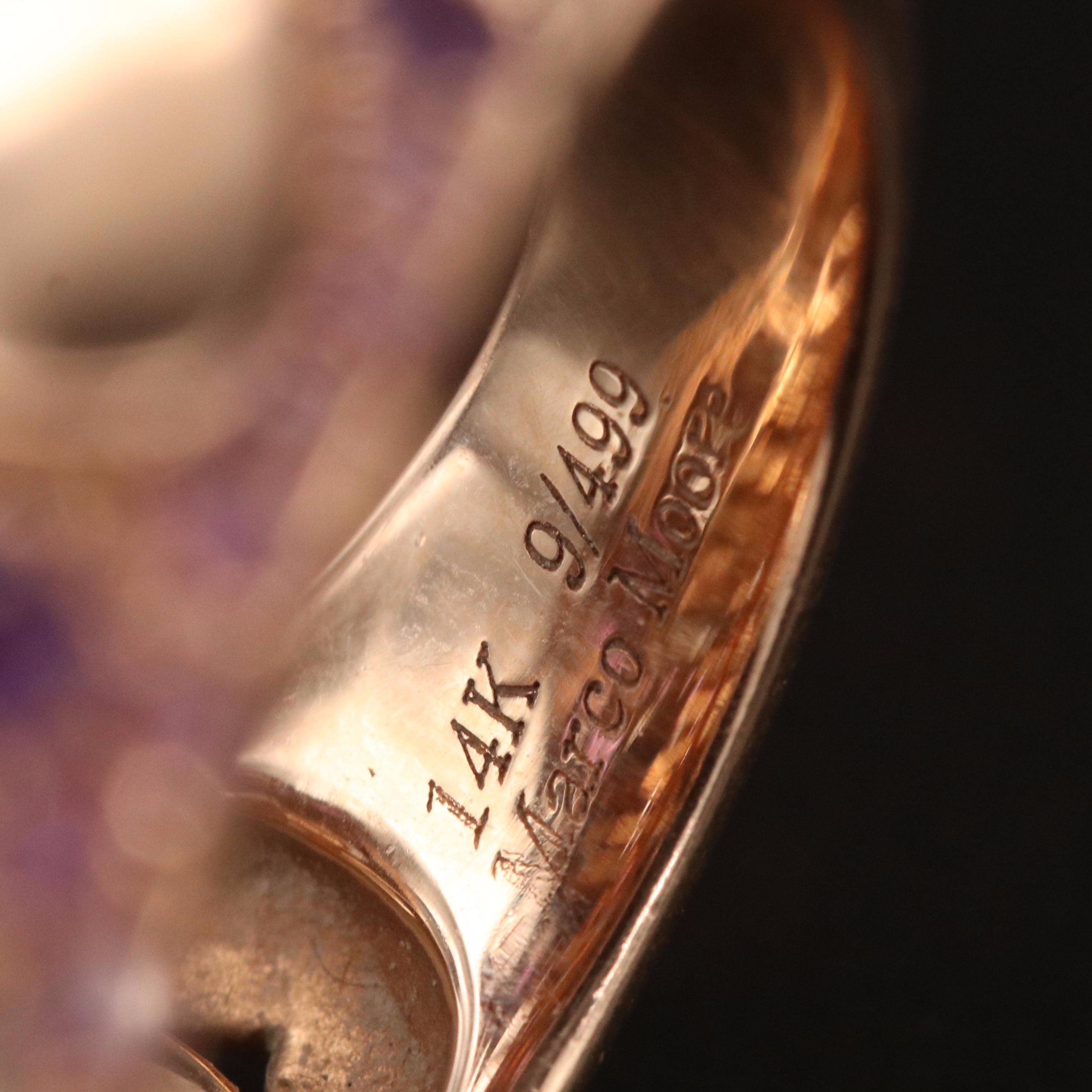 Marco Moore 14K Rose Gold Amethyst and Sapphire Articulated Heart Ring